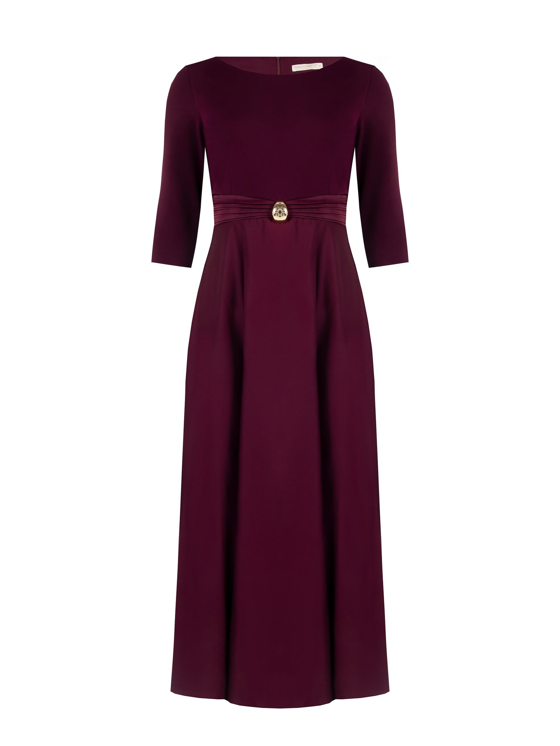 Abito Curvy Lungo A Ruota In Raso Con Top In Scuba Crepe E Gioiello Logo Rinascimento Curvy