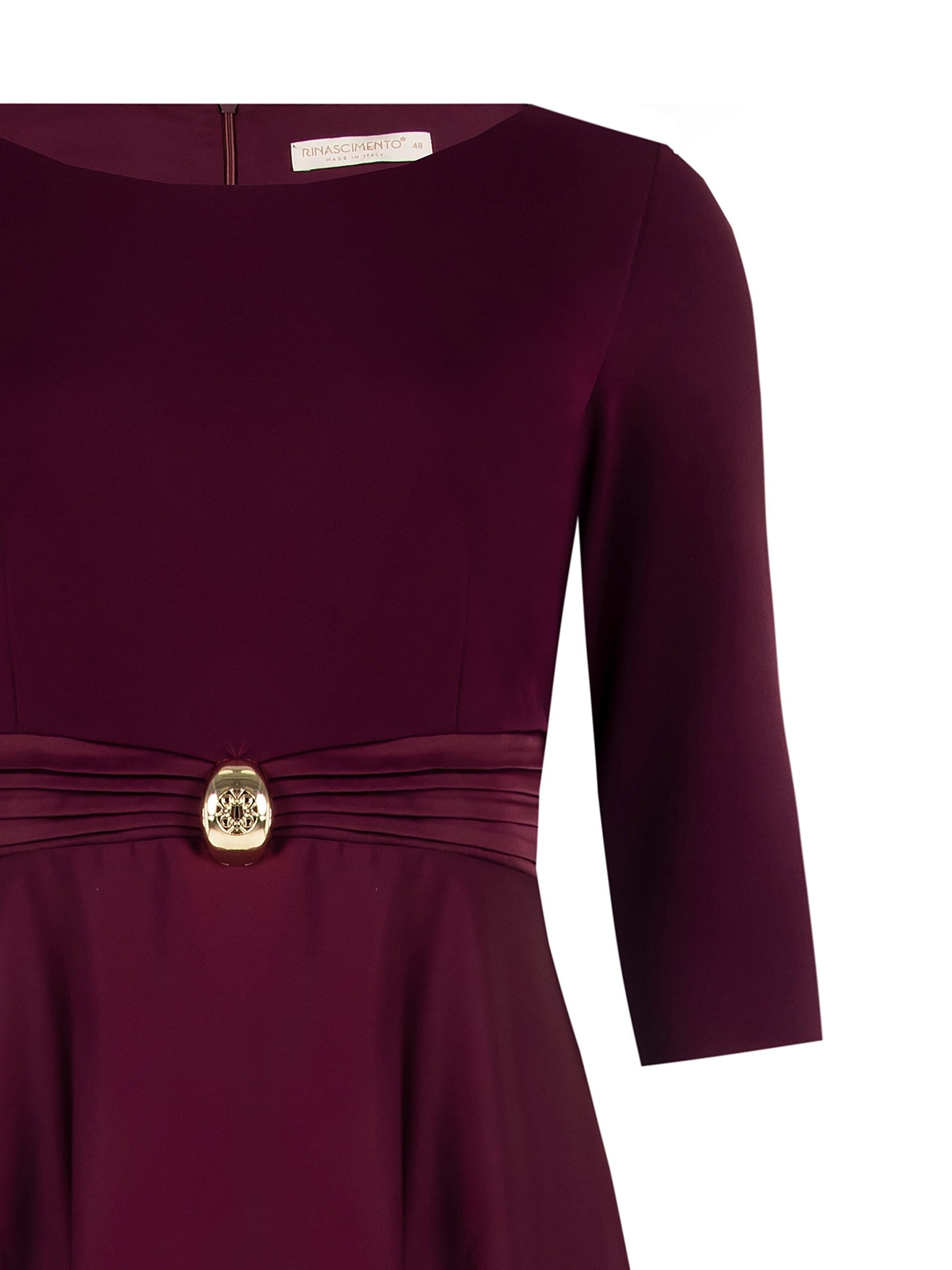 Abito Curvy Lungo A Ruota In Raso Con Top In Scuba Crepe E Gioiello Logo Rinascimento Curvy