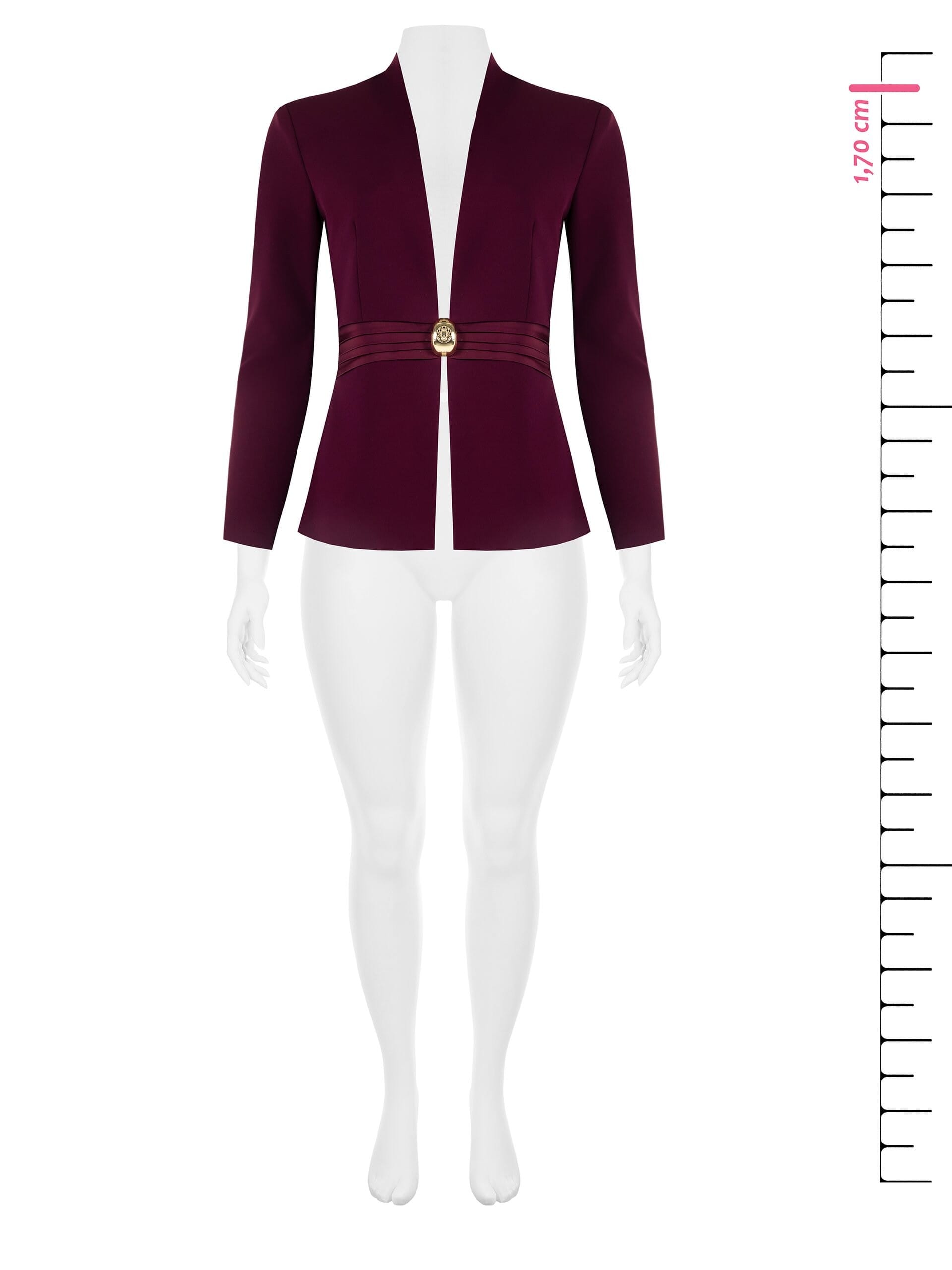 Curvy Blazer Jacket In Scuba Crepe With Satin Waist Insert And Jewel Logo Rinascimento Curvy
