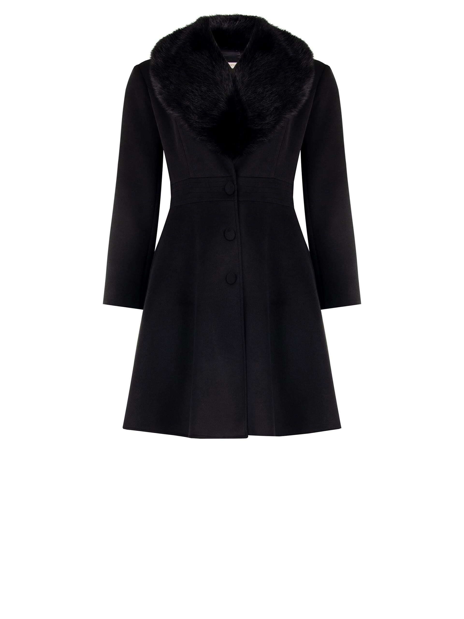 Cappotto Curvy Medio A Ruota In Velour Con Tasche Laterali E Pelliccia Sintetica Removibile Rinascimento Curvy