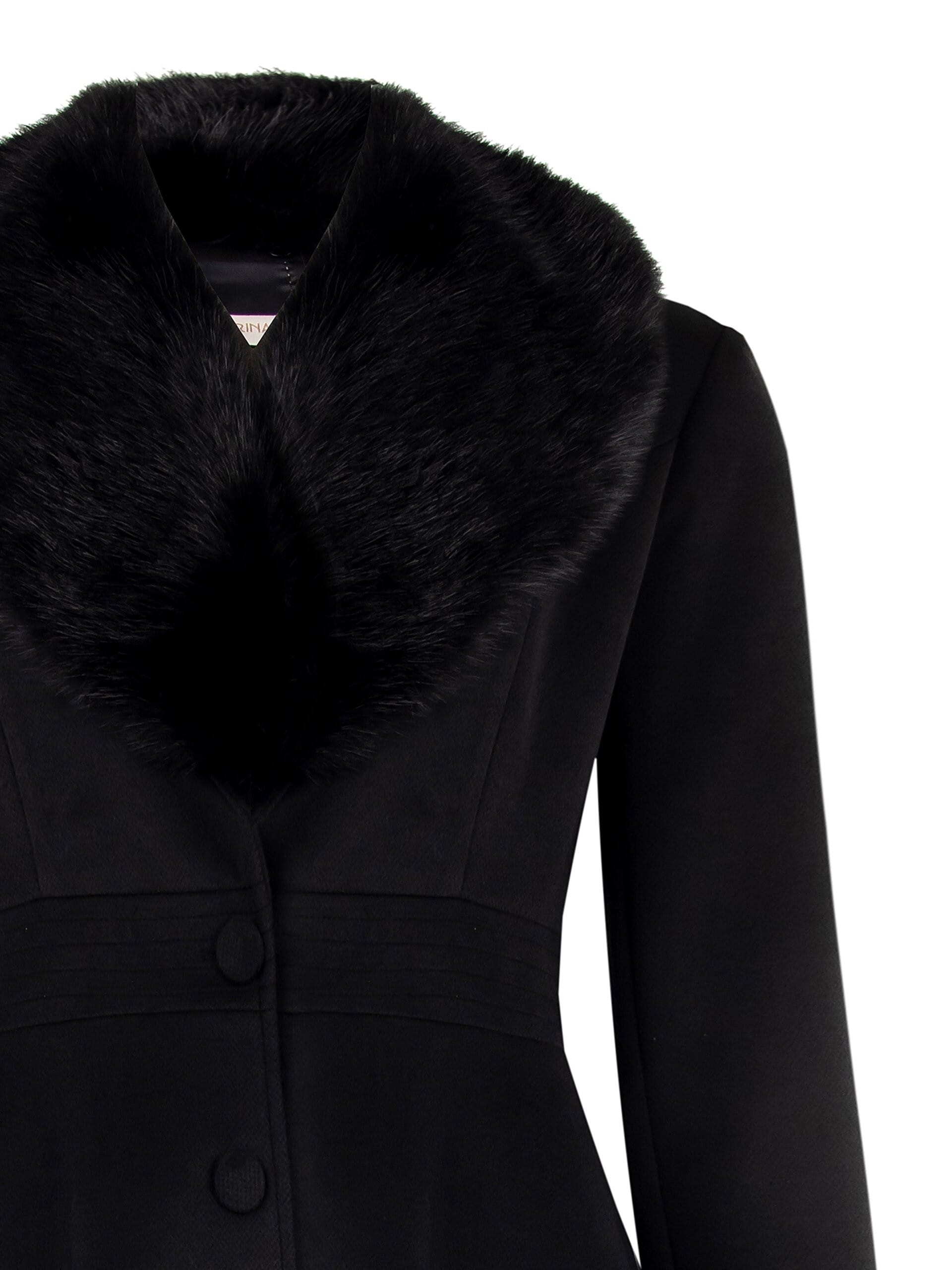 Cappotto Curvy Medio A Ruota In Velour Con Tasche Laterali E Pelliccia Sintetica Removibile Rinascimento Curvy