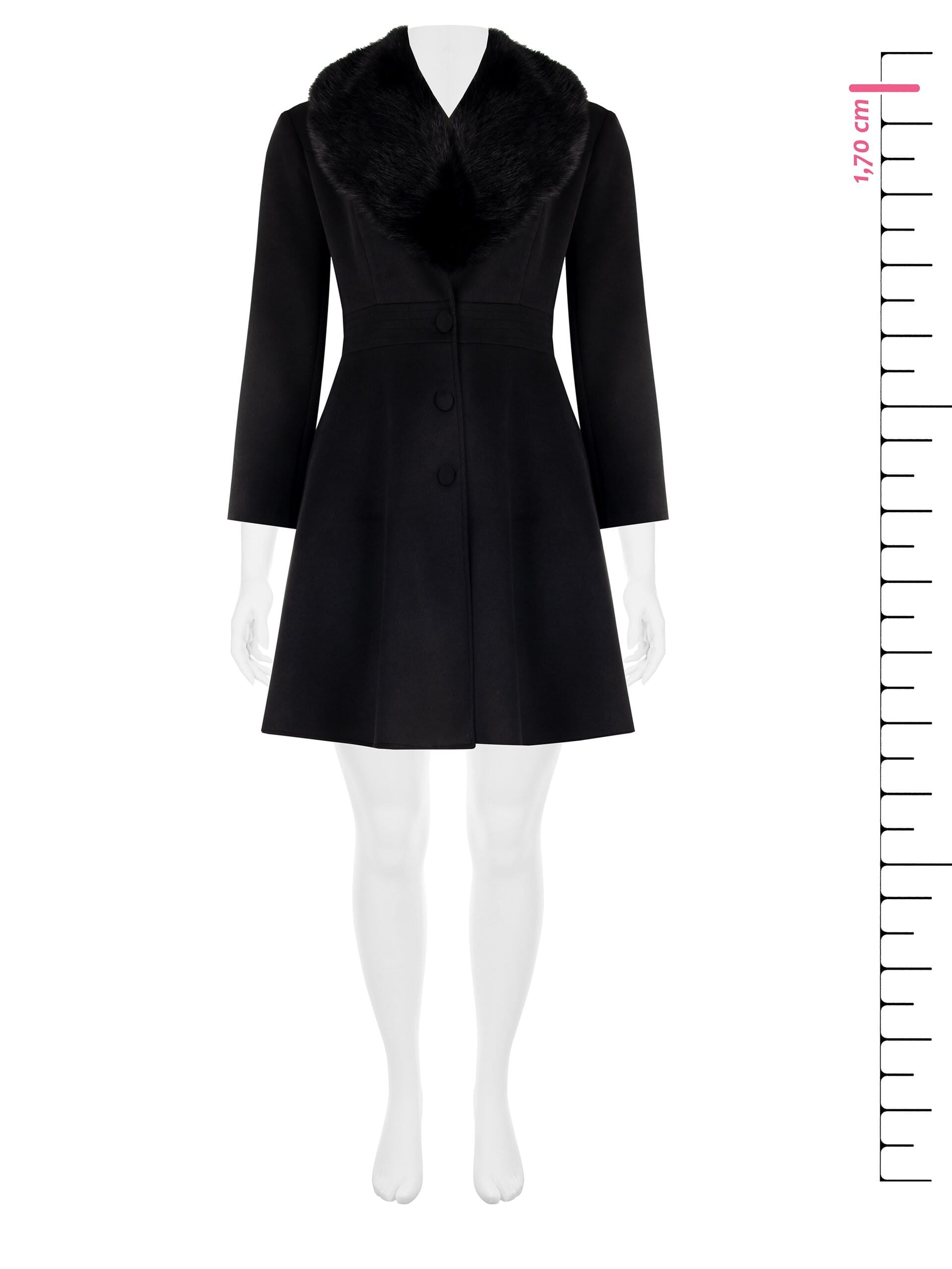 Cappotto Curvy Medio A Ruota In Velour Con Tasche Laterali E Pelliccia Sintetica Removibile Rinascimento Curvy