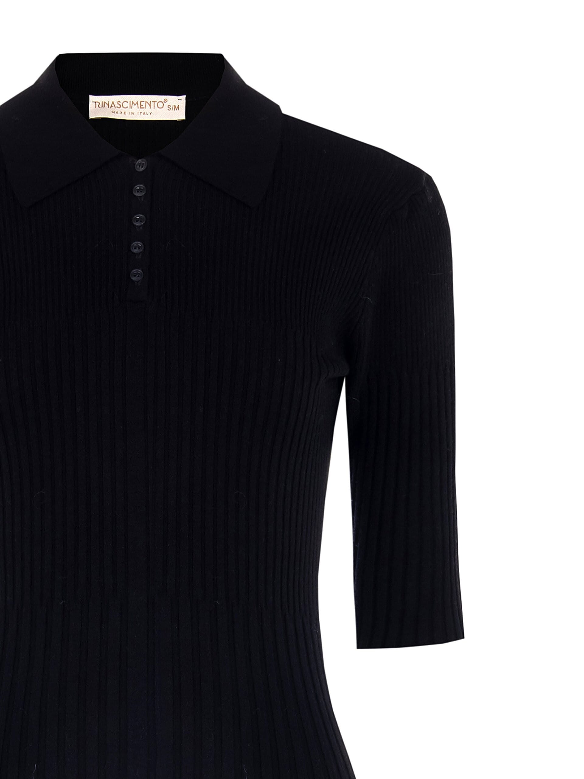 Rinascimento 3/4 Sleeve Ribbed Polo Sweater