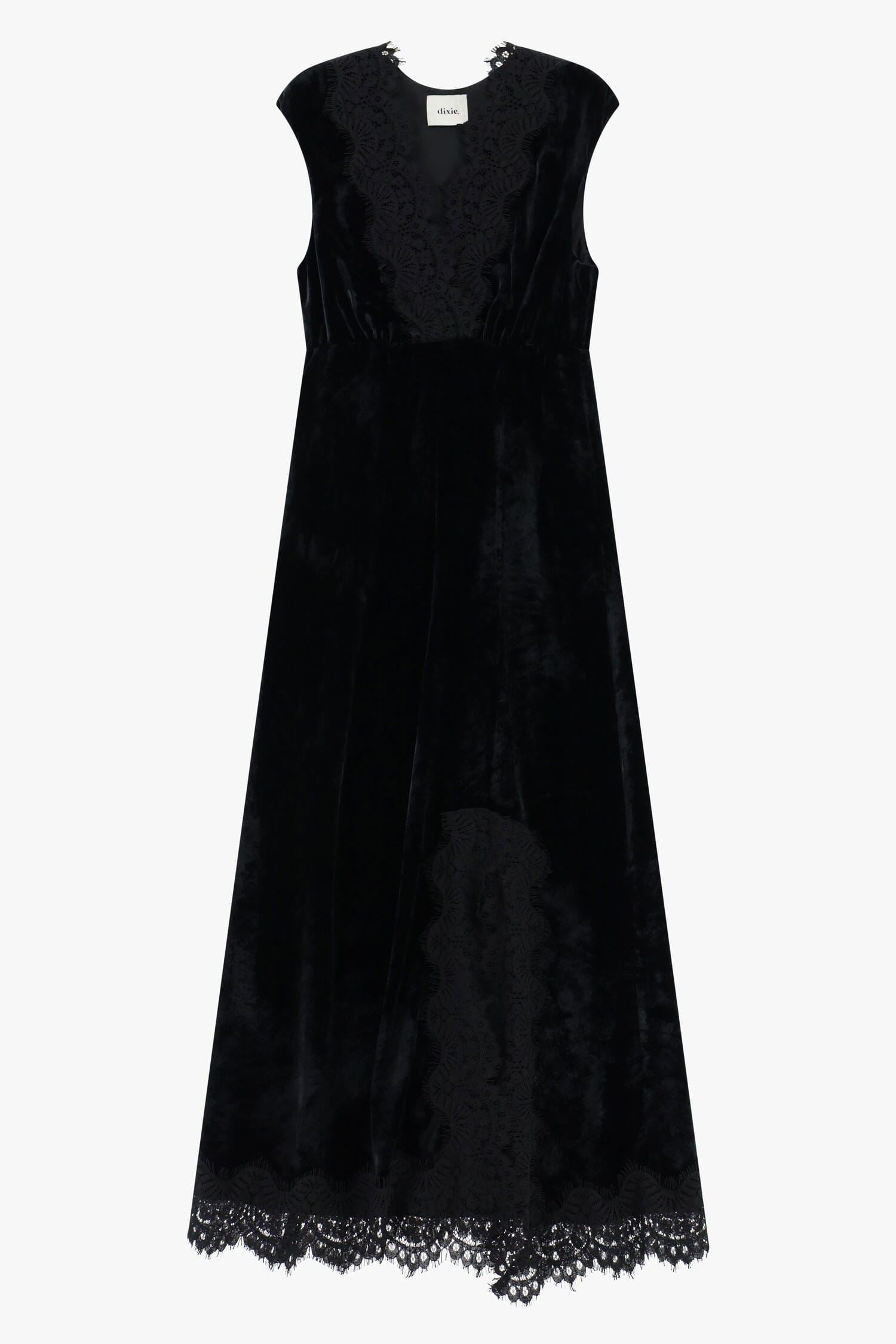 Abito Lungo Senza Maniche Con Inserti In Pizzo Dixie