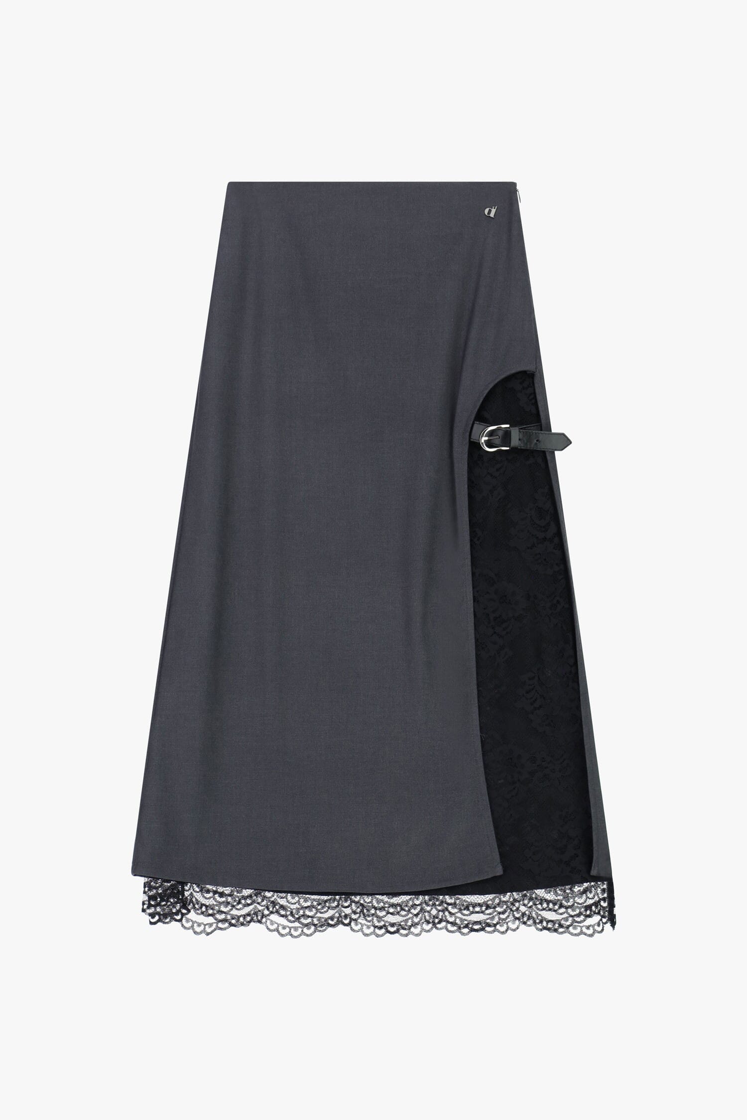 Jupe midi avec empiècement en dentelle et boucle latérale Dixie