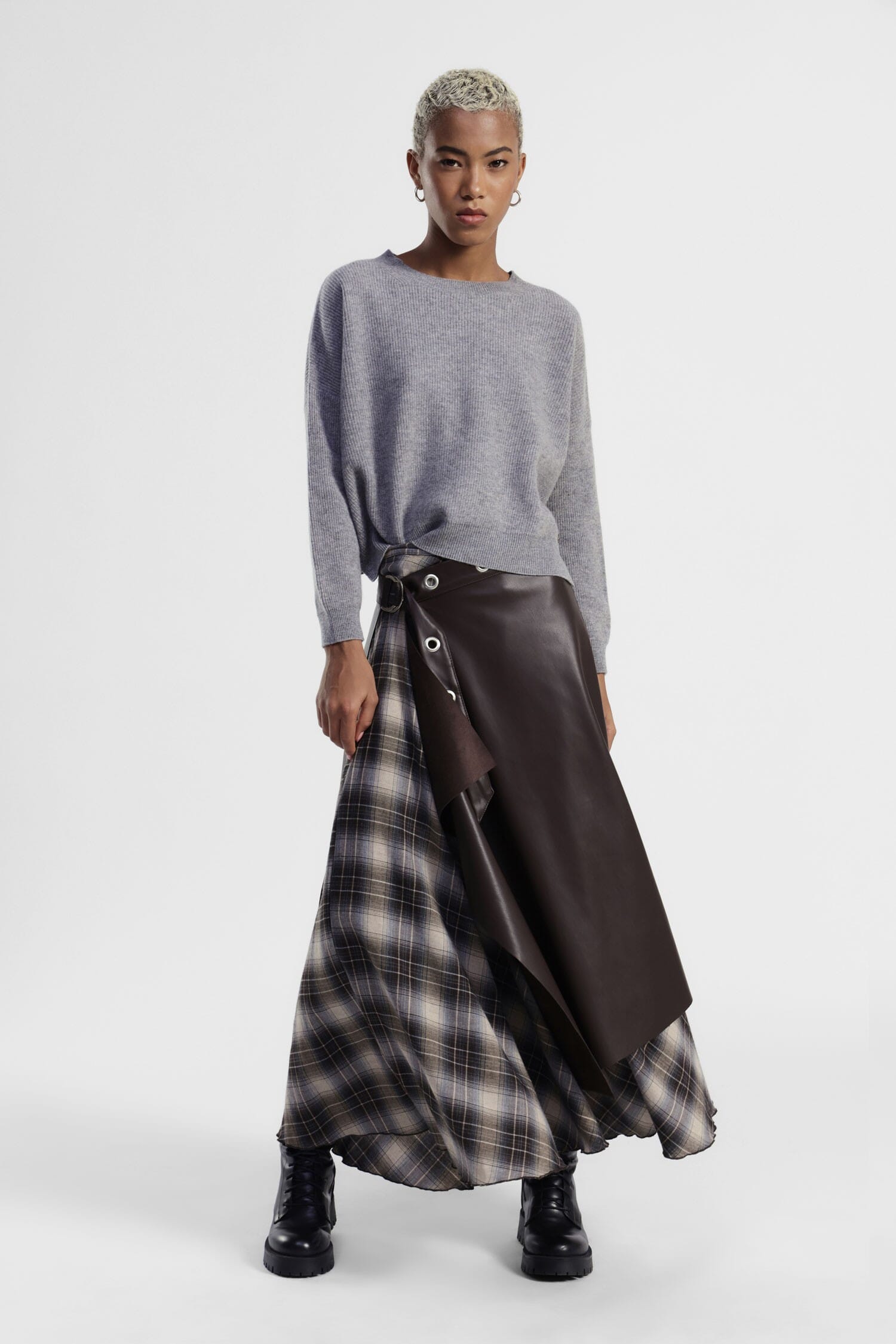 Gonna Midi Asimmetrica Con Inserti A Quadri Dixie