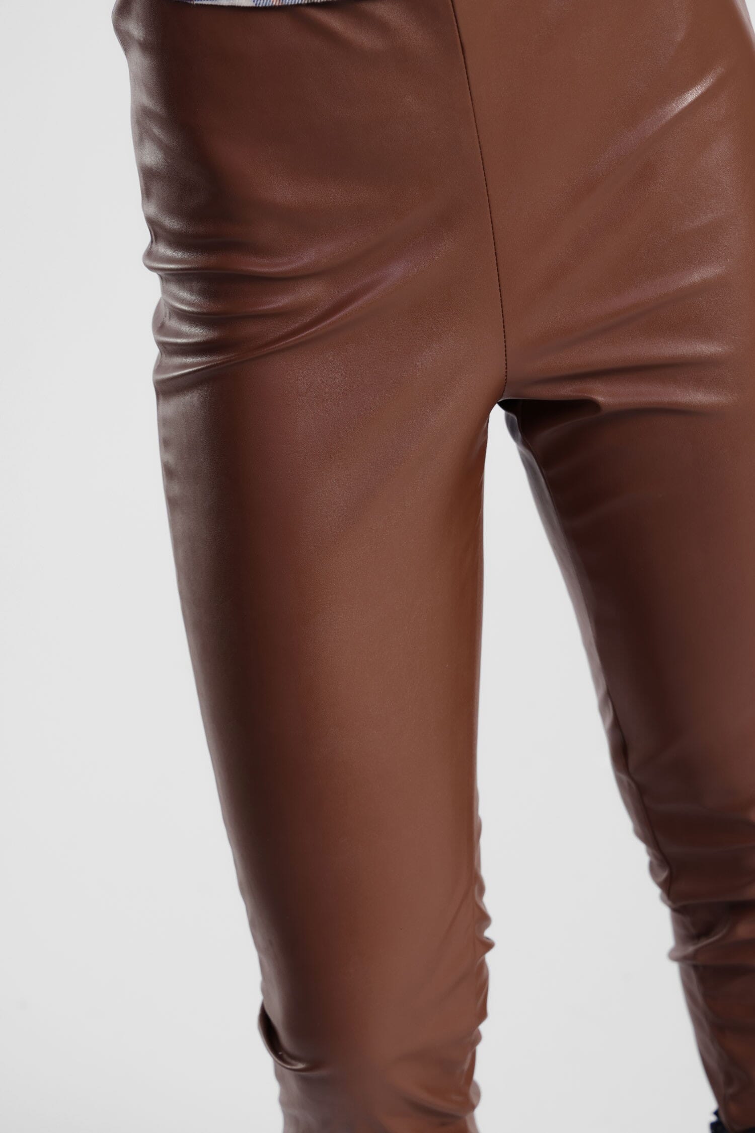 Pantalon Skinny Taille Haute Cuir Effet Dixie