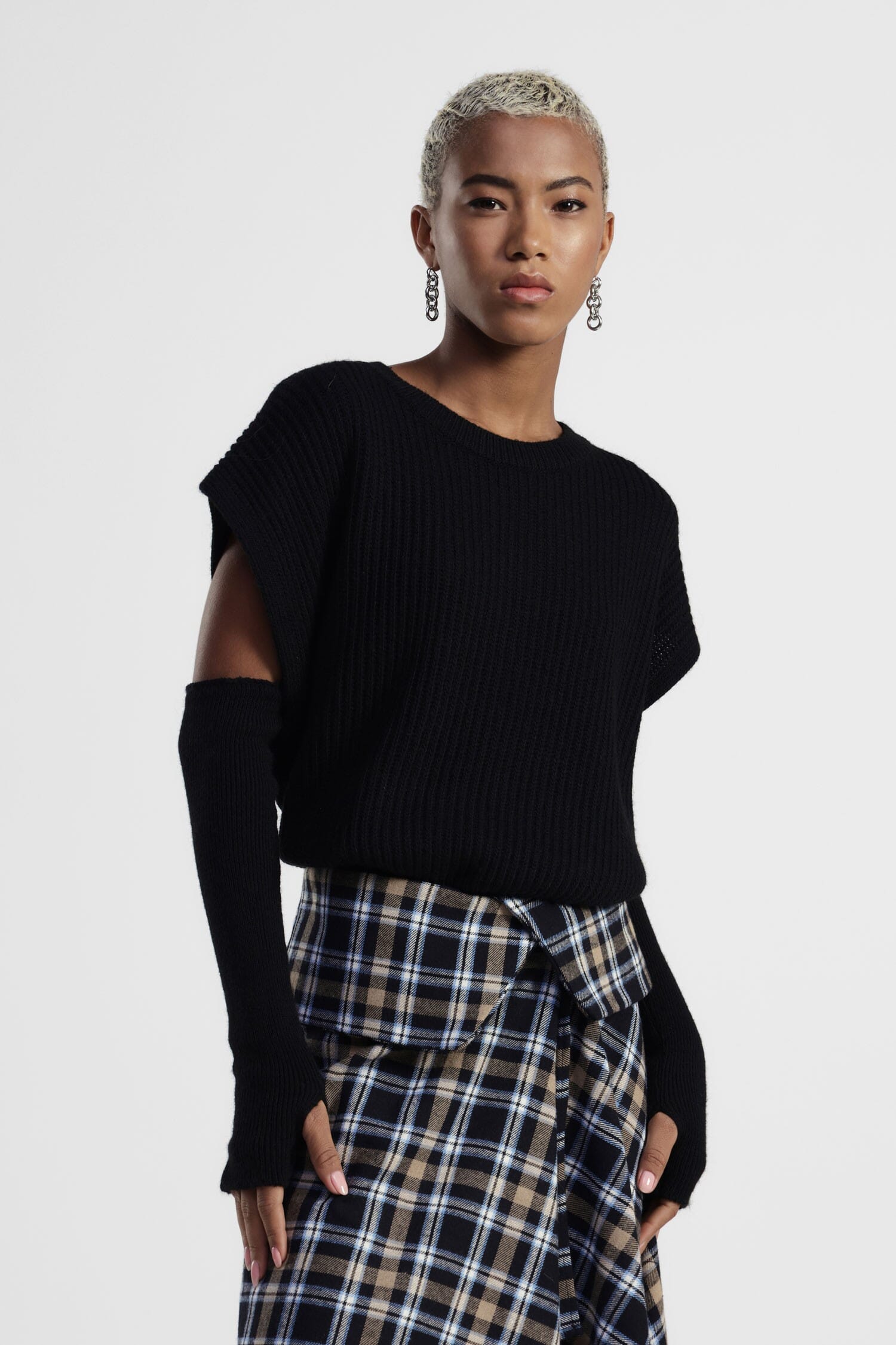 Crew Neck Sweater With Cut-Out Sleeves Dixie