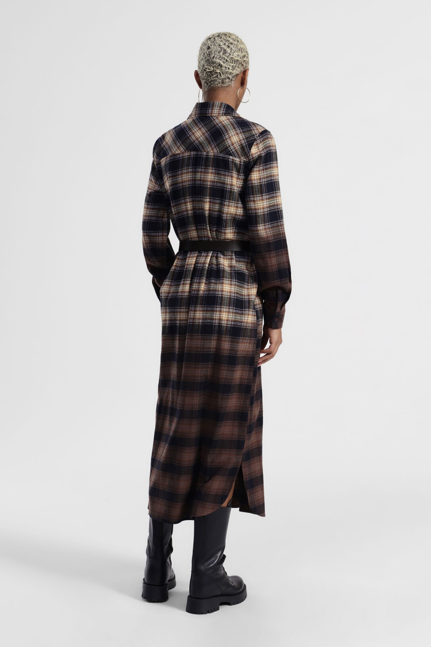 Abito Lungo A Quadri Con Cintura E Tasca Dixie