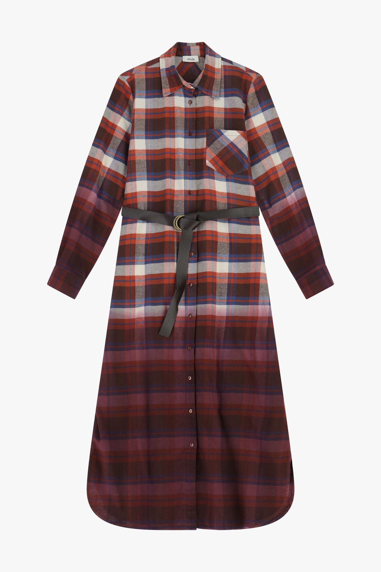 Abito Lungo A Quadri Con Cintura E Tasca Dixie