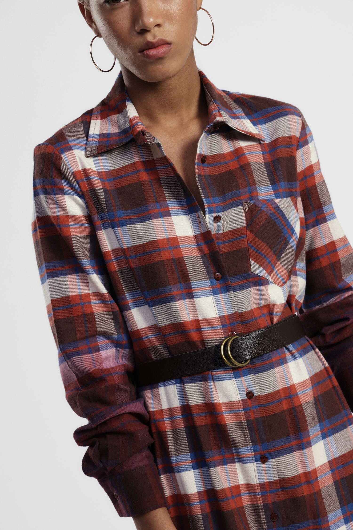 Abito Lungo A Quadri Con Cintura E Tasca Dixie