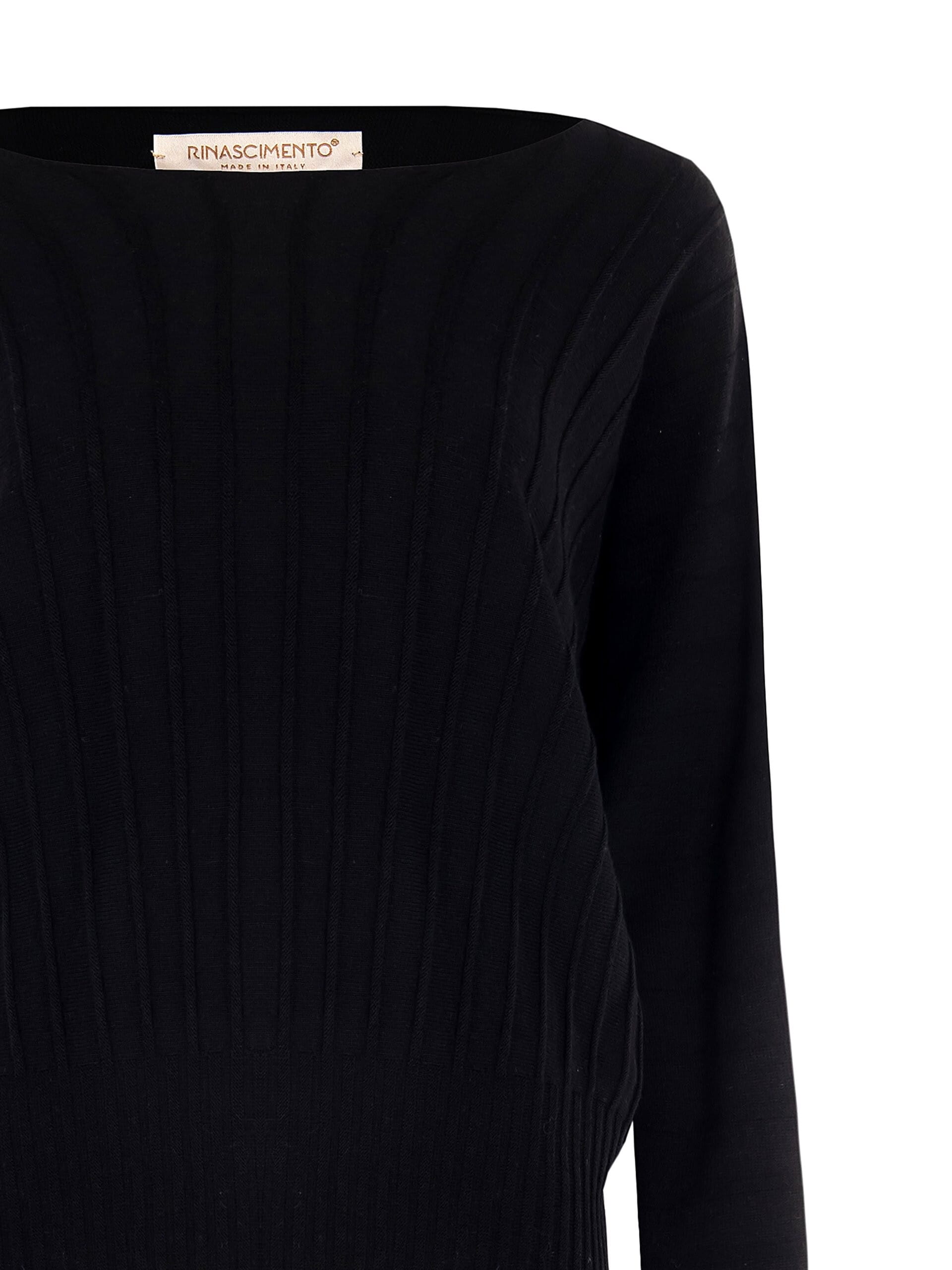 Embossed Striped Sweater With Batwing Sleeves Rinascimento