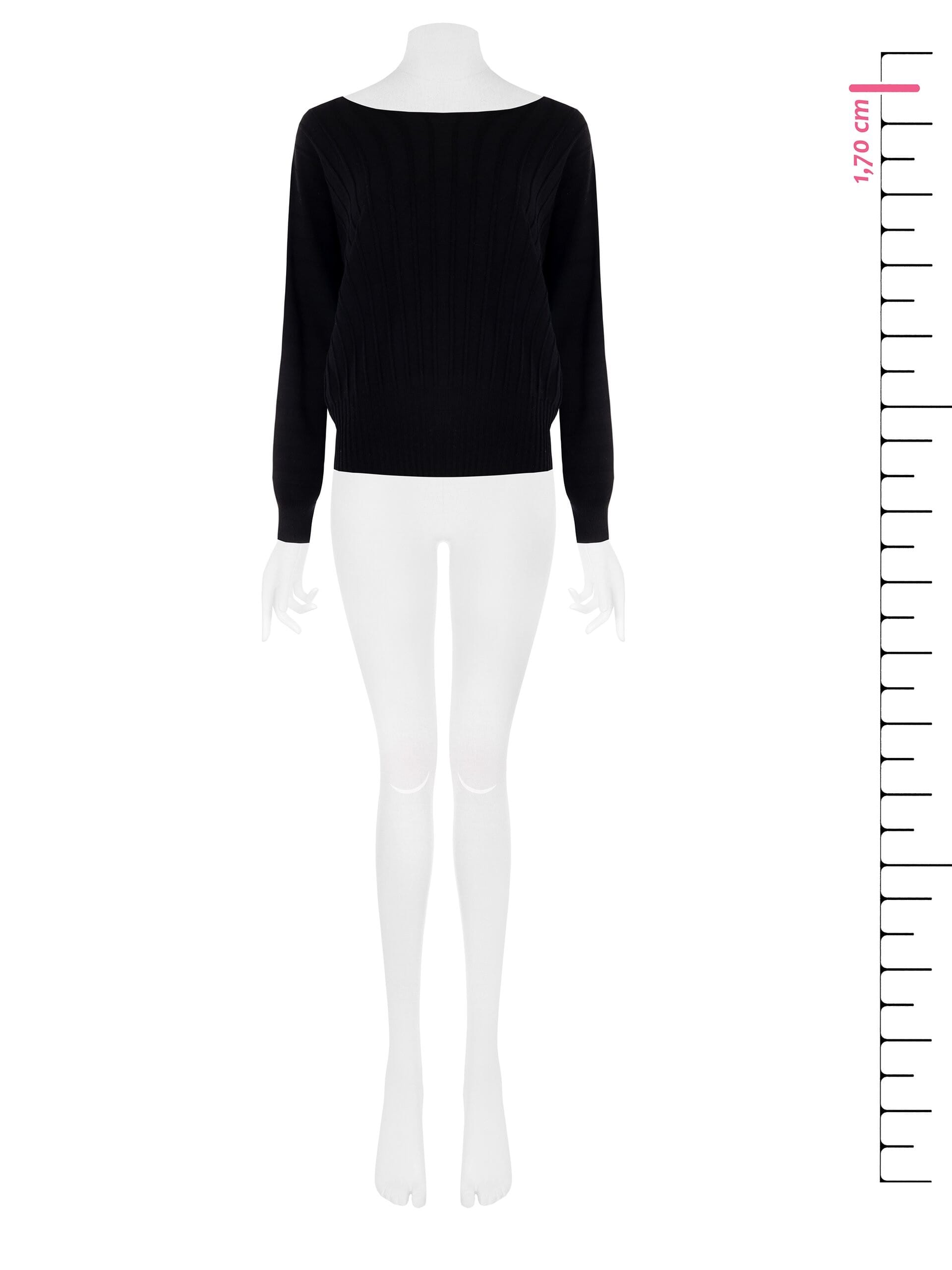 Embossed Striped Sweater With Batwing Sleeves Rinascimento