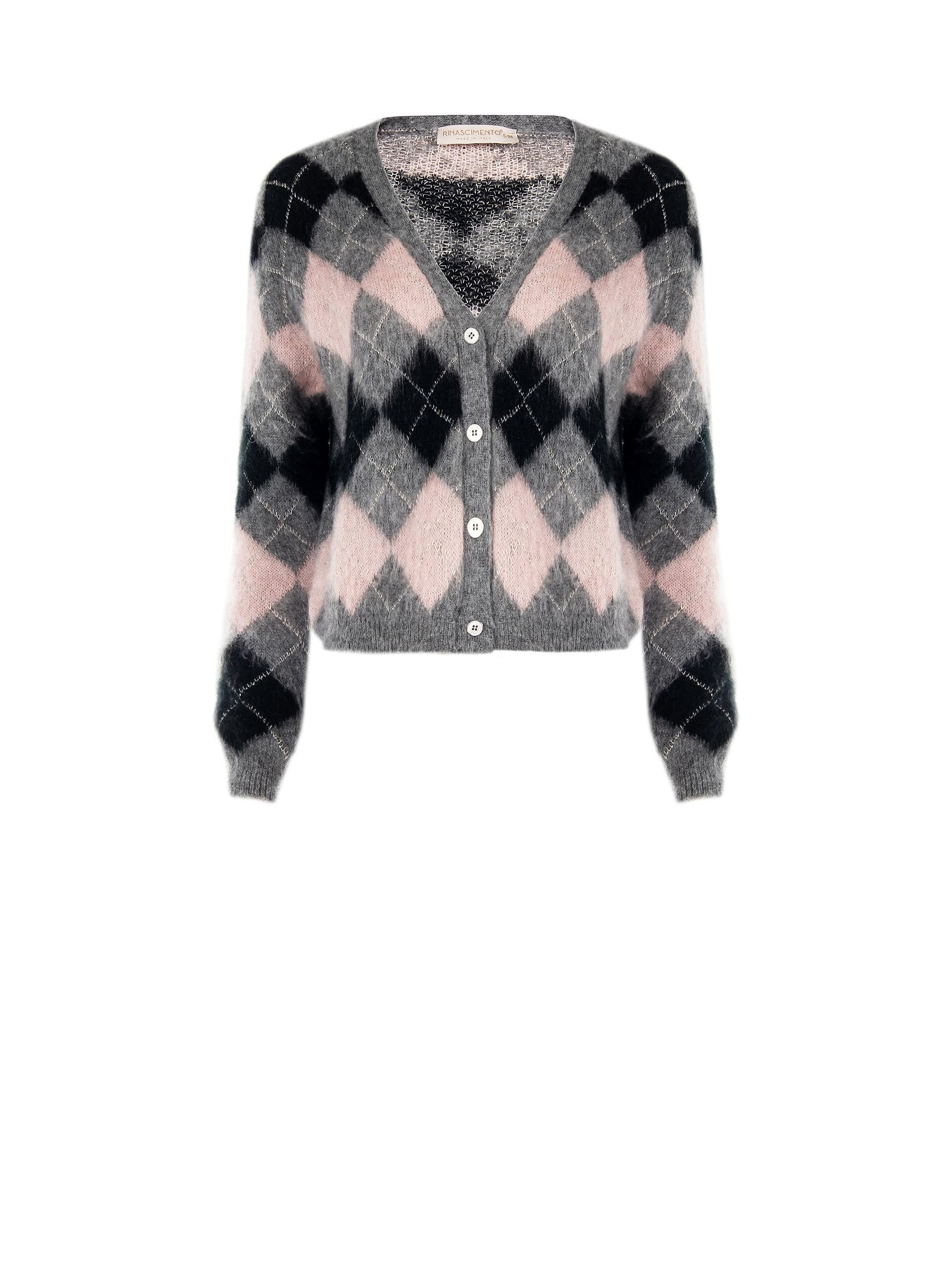 Maglione Cardigan Ampio Peloso A Rombi Rinascimento