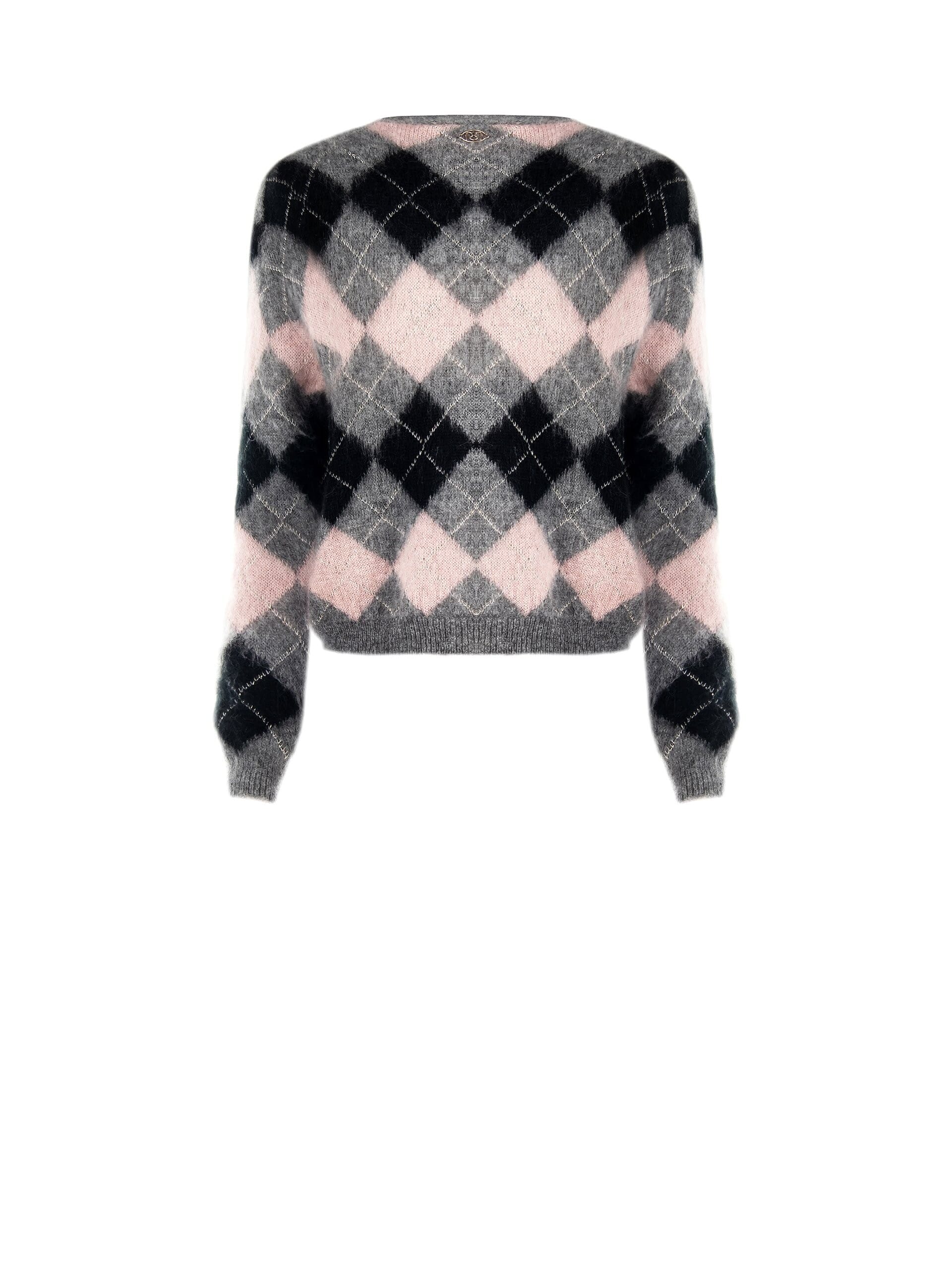 Maglione Cardigan Ampio Peloso A Rombi Rinascimento