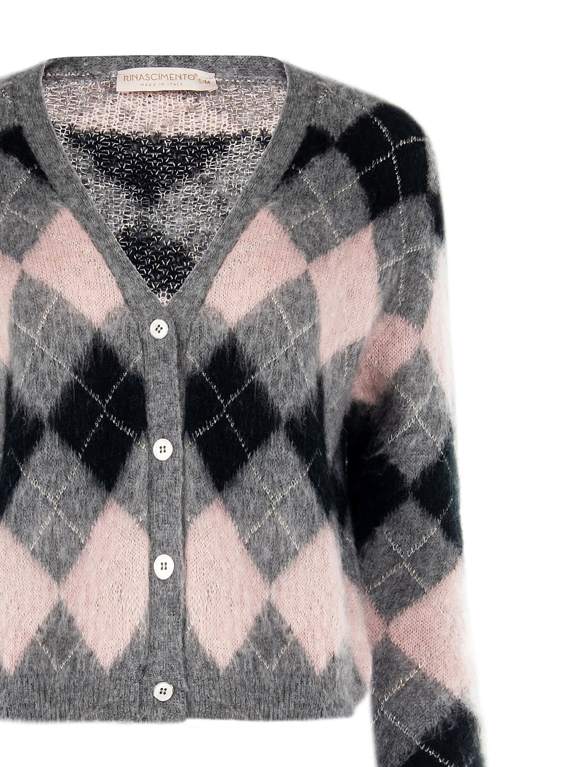 Maglione Cardigan Ampio Peloso A Rombi Rinascimento