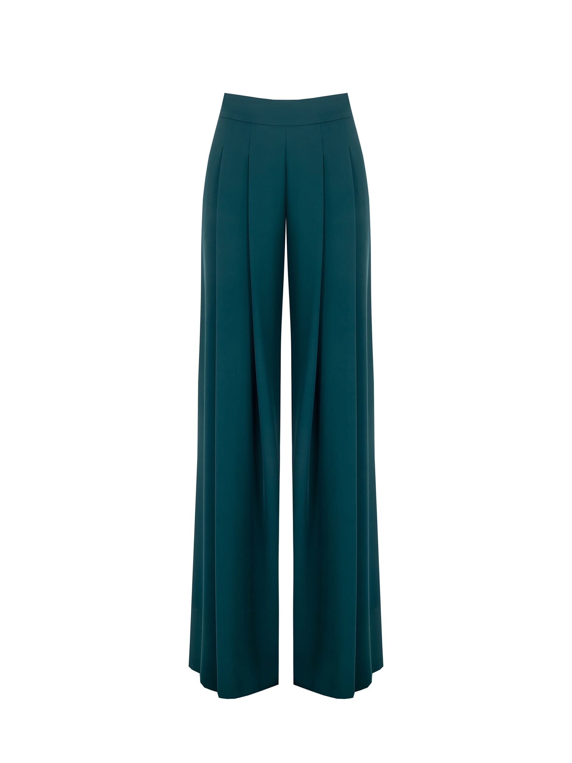 Pantaloni Palazzo In Tessuto Fluido Crepe Con Doppia Pinces Rinascimento