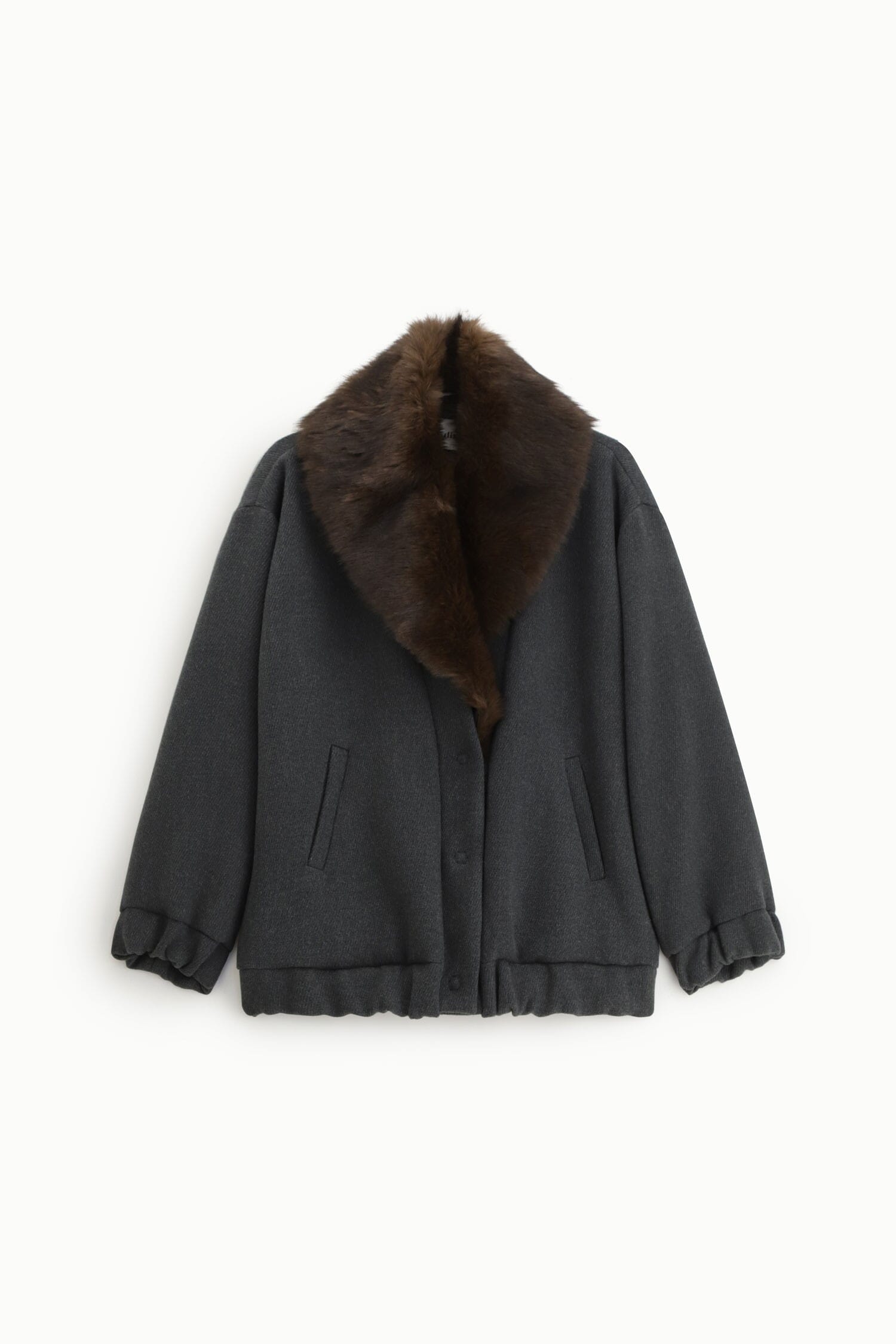 Manteau court Dixie avec large col en fourrure