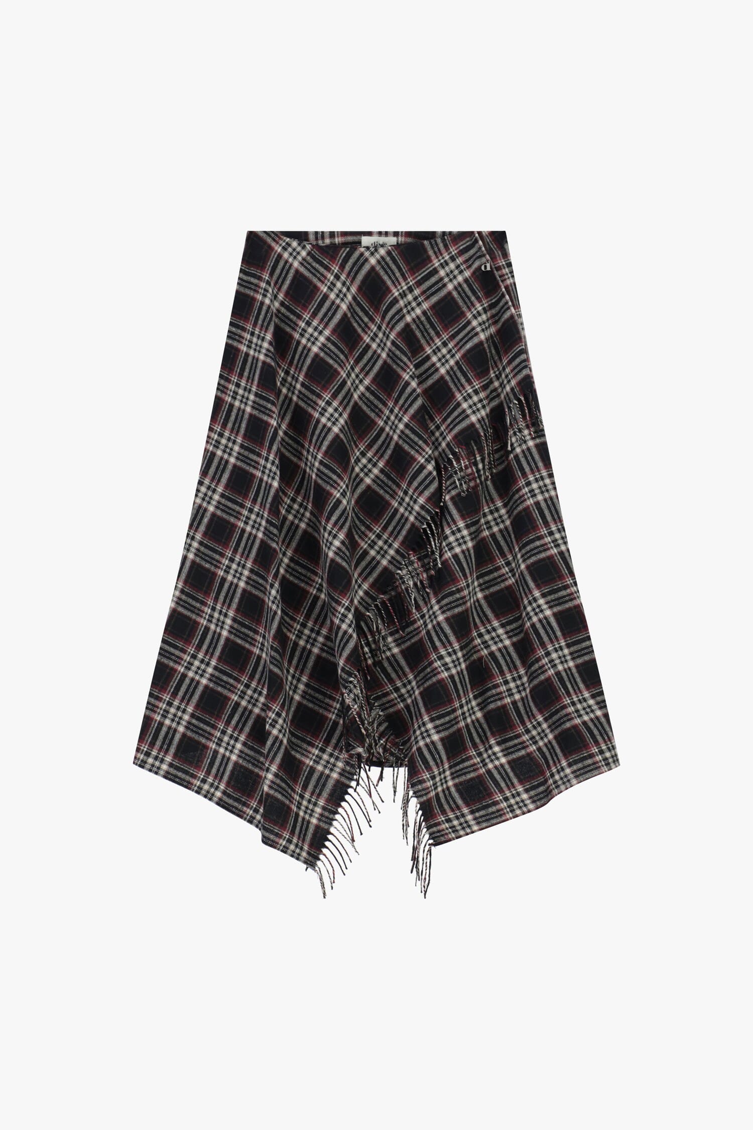 Gonna Lunga Asimmetrica A Quadri Con Frange Dixie