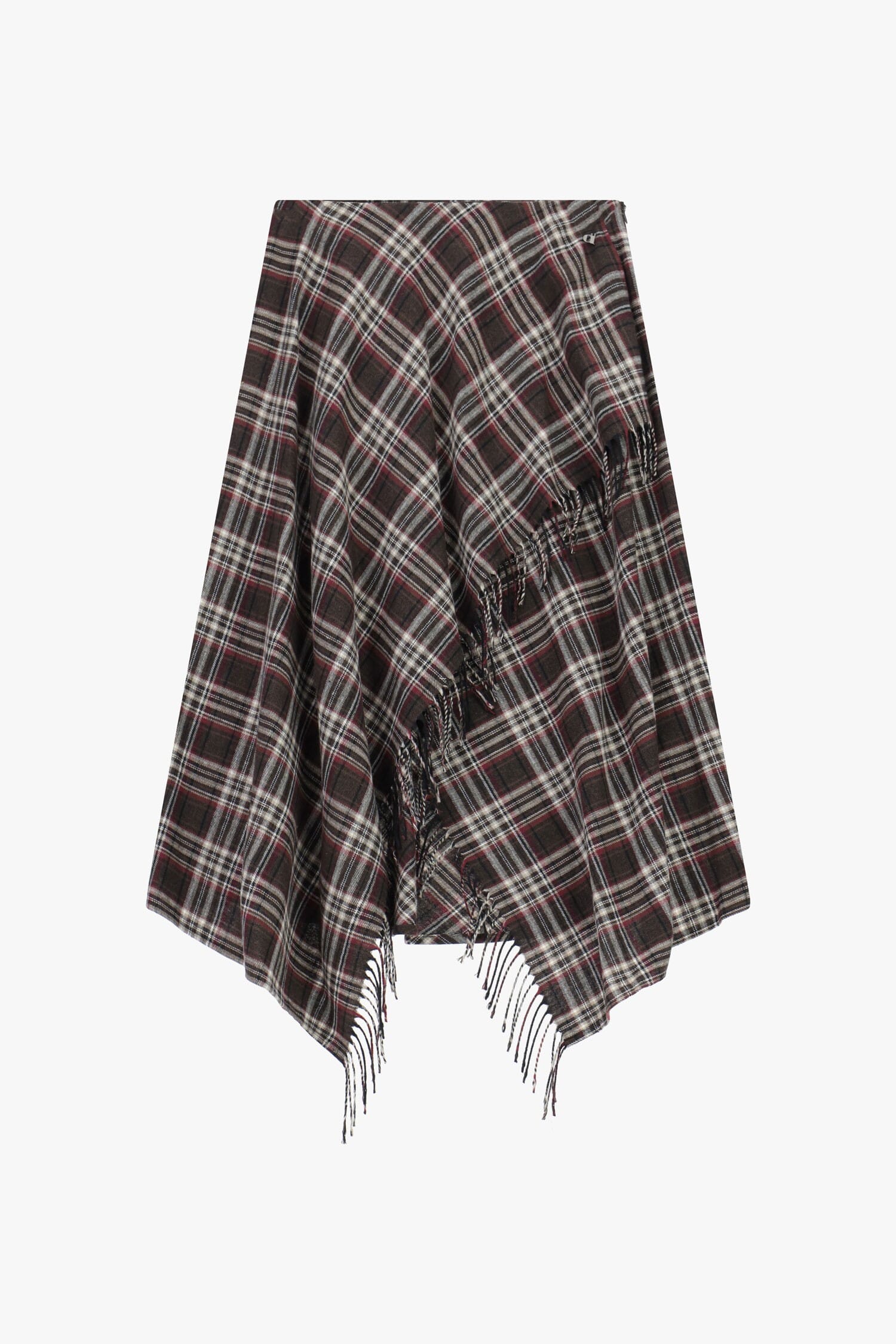 Gonna Lunga Asimmetrica A Quadri Con Frange Dixie