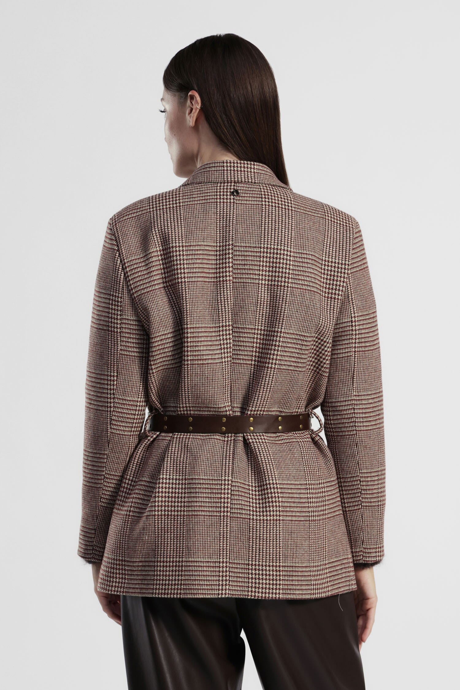 Blazer A Quadri Con Cintura Borchiata E Spille Dixie