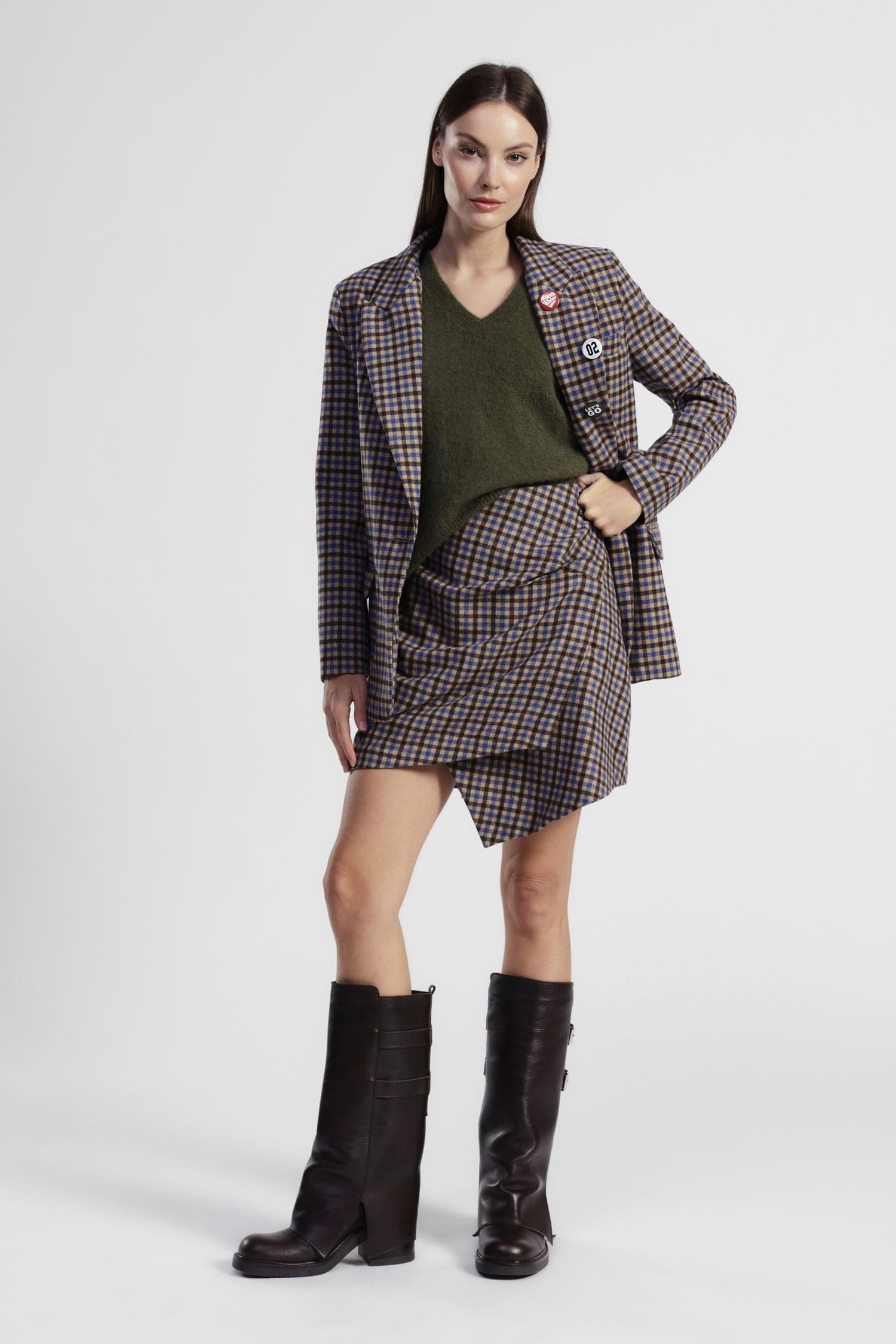 Gonna Corta A Quadretti Con Taglio Asimmetrico Dixie