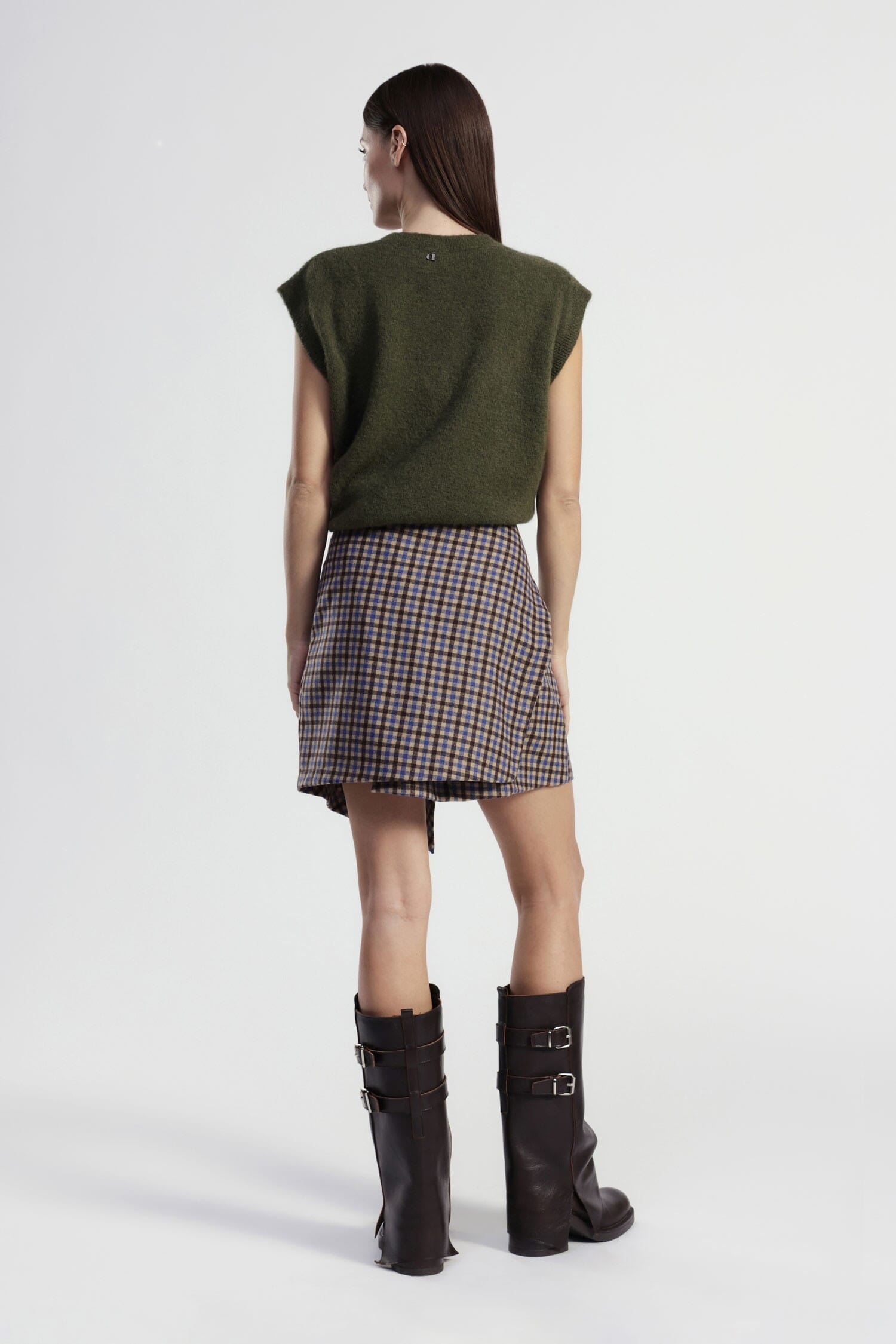 Gonna Corta A Quadretti Con Taglio Asimmetrico Dixie