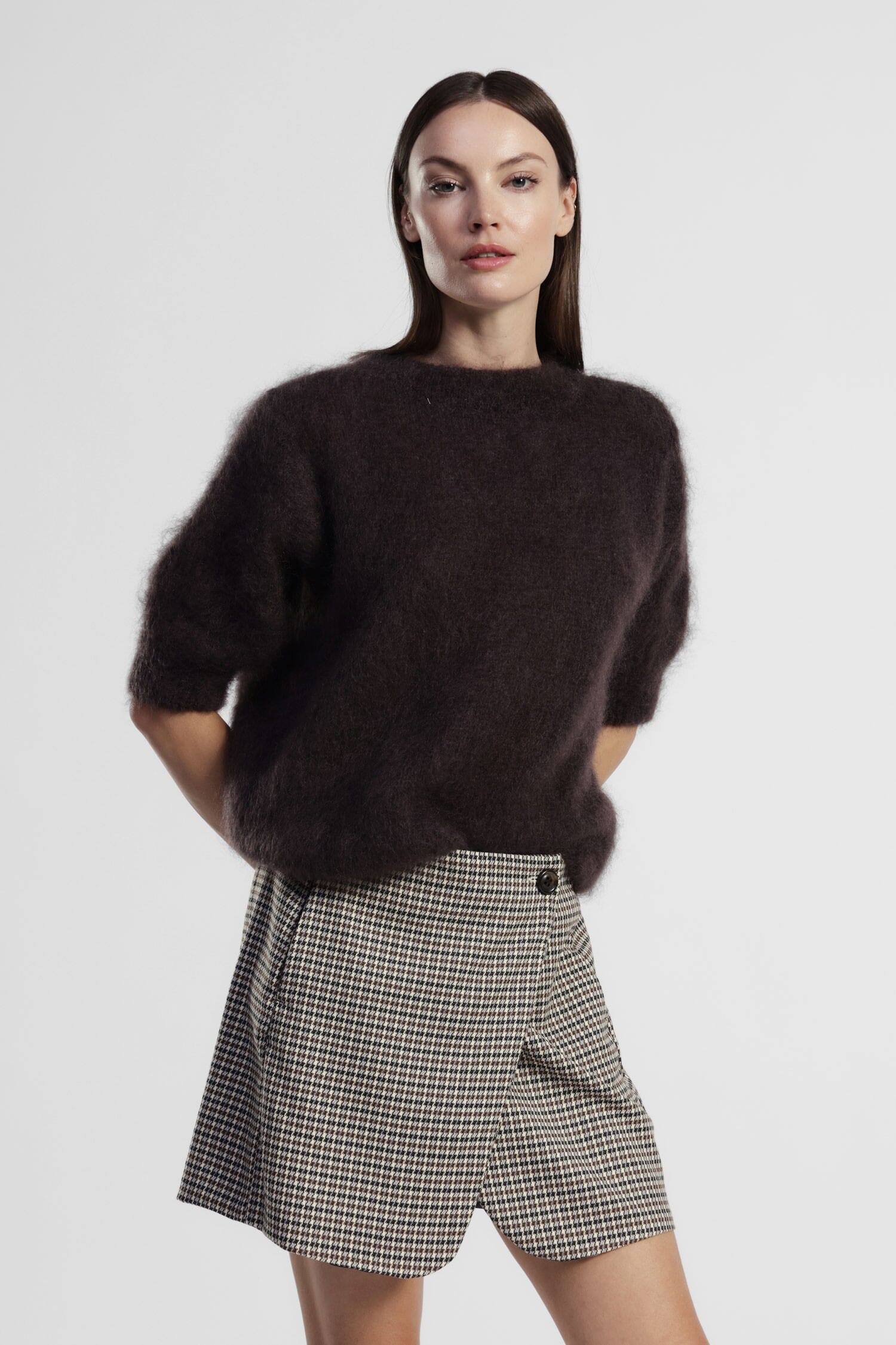 Dixie Three-Quarter Sleeve Oversized Crew Neck Sweater