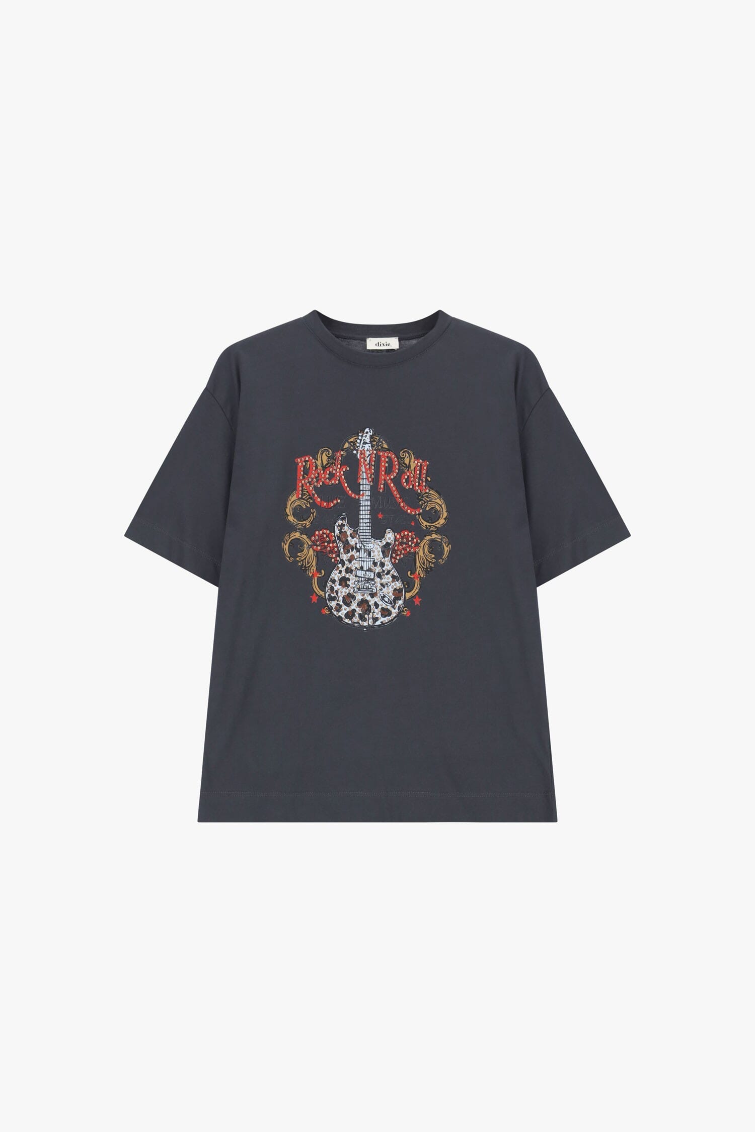 T-Shirt A Maniche Corte Stampa Chitarra E Scritta Dixie