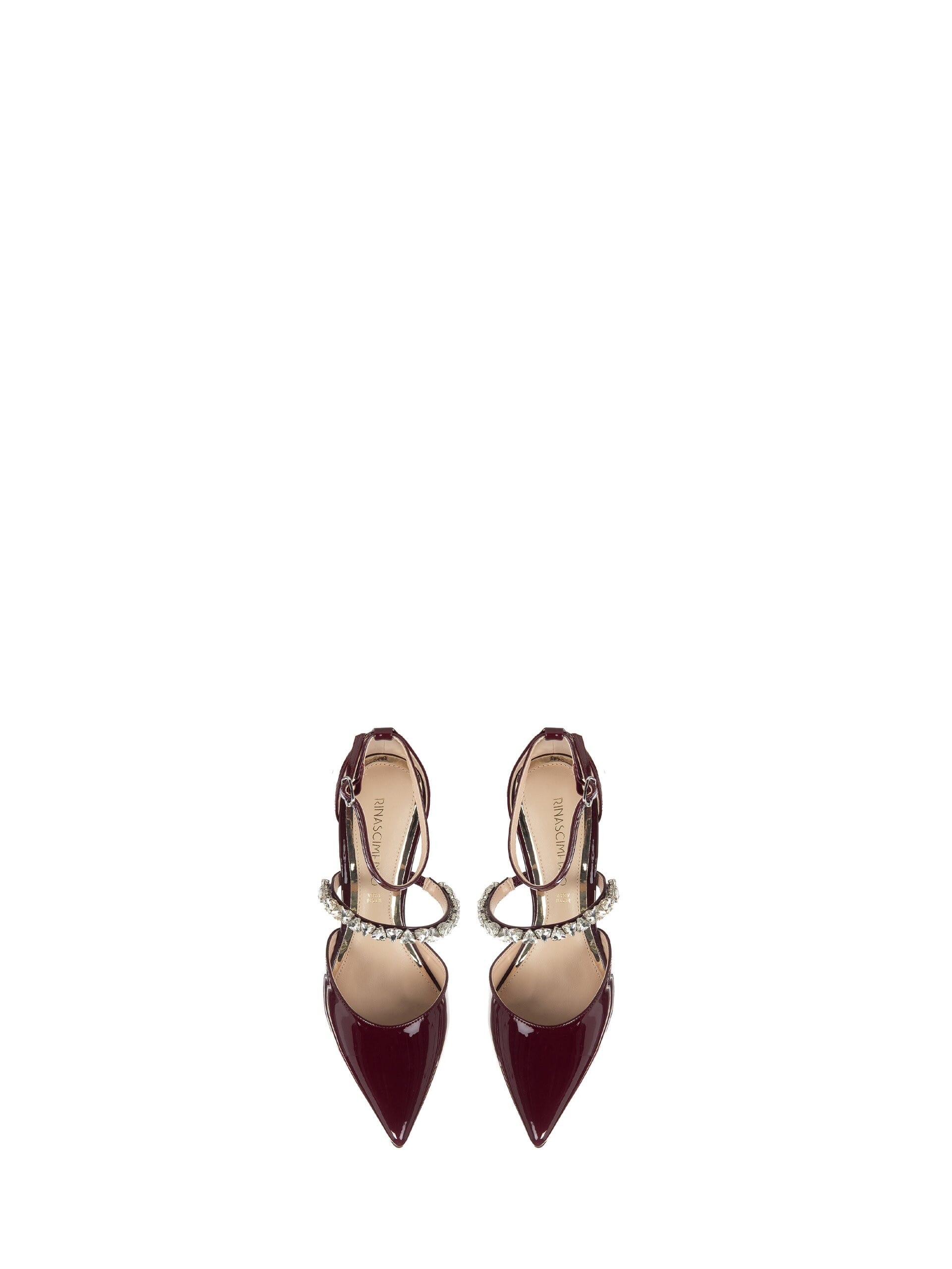 Décolleté In Vernice Con Cinturino Ricoperto Di Pietre Cabochon Rinascimento