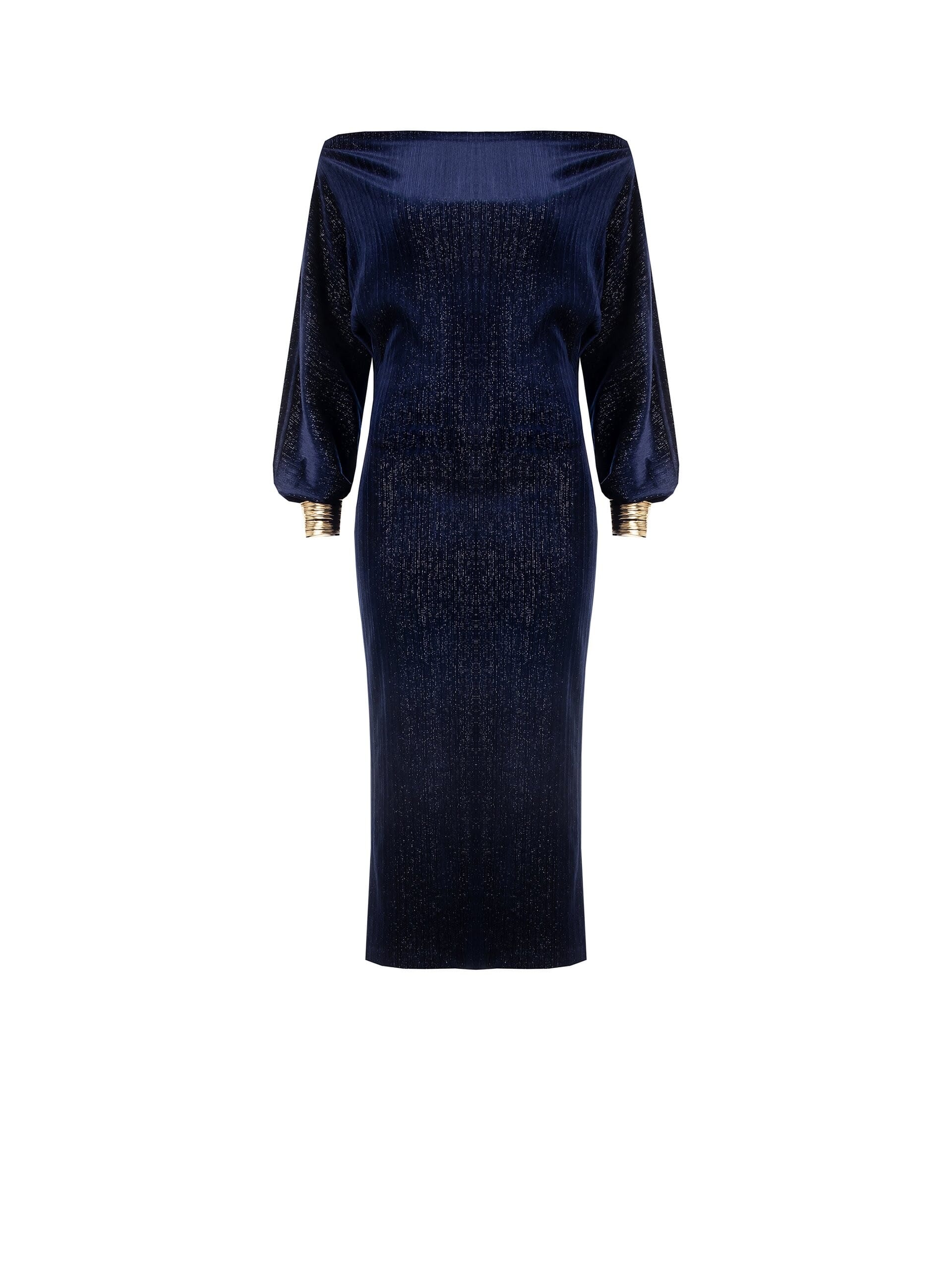 Abito A Tubino In Velluto Con Finitura Glitterata E Bracciali Integrati Nei Polsini Rinascimento