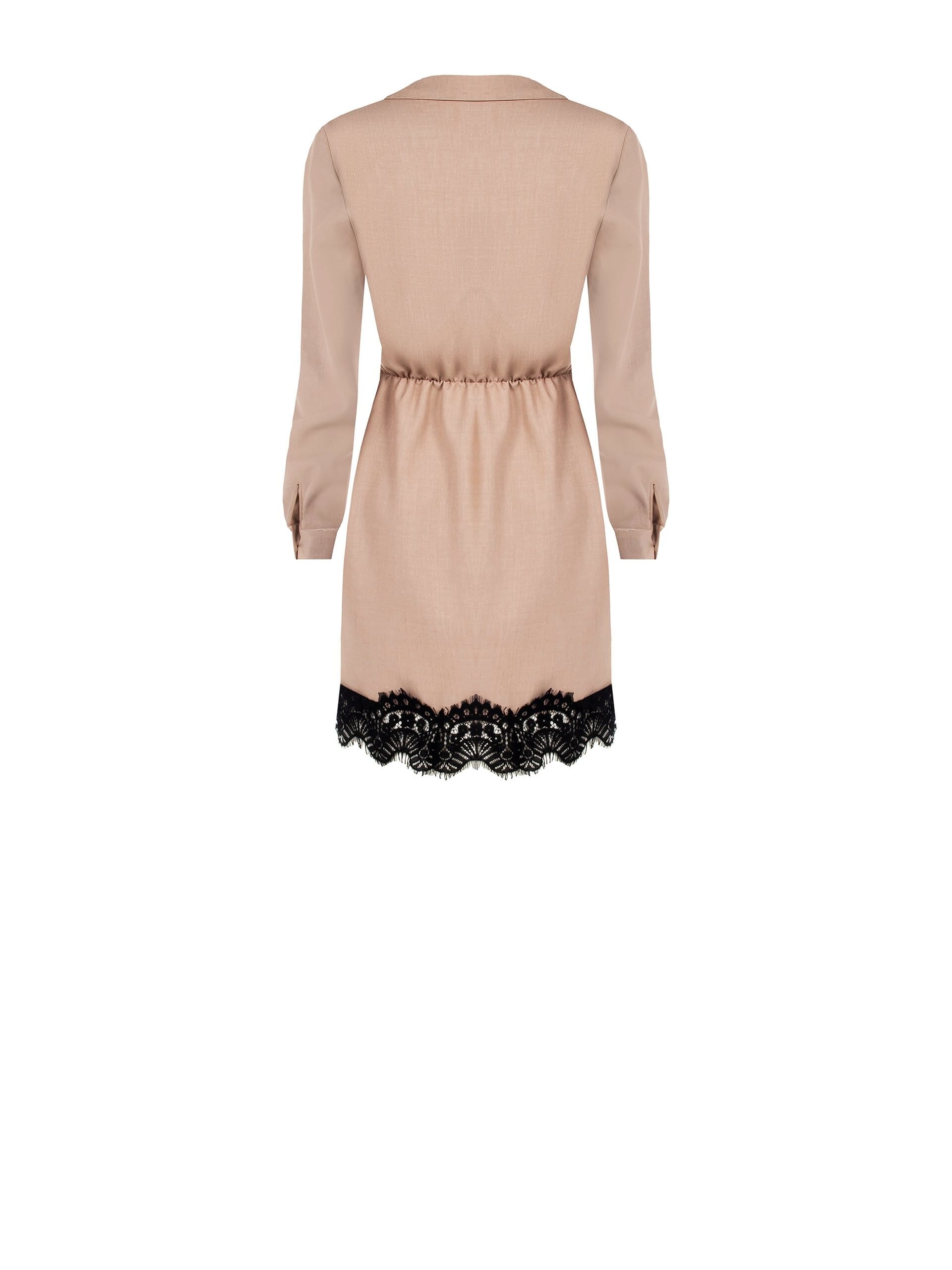 Robe courte croisée en viscose mélangée avec col en V et dentelle Rinascimento