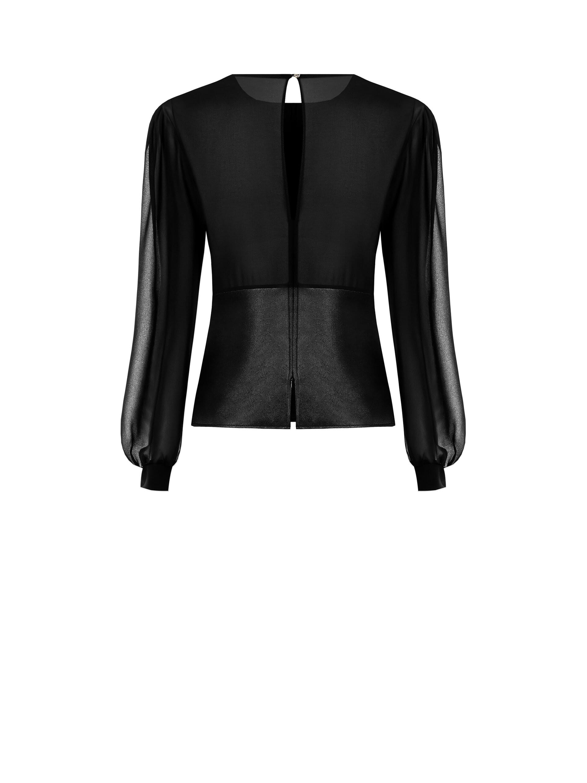 Blusa Bustier In Jersey Spalmato Effetto Pelle E Georgette Rinascimento