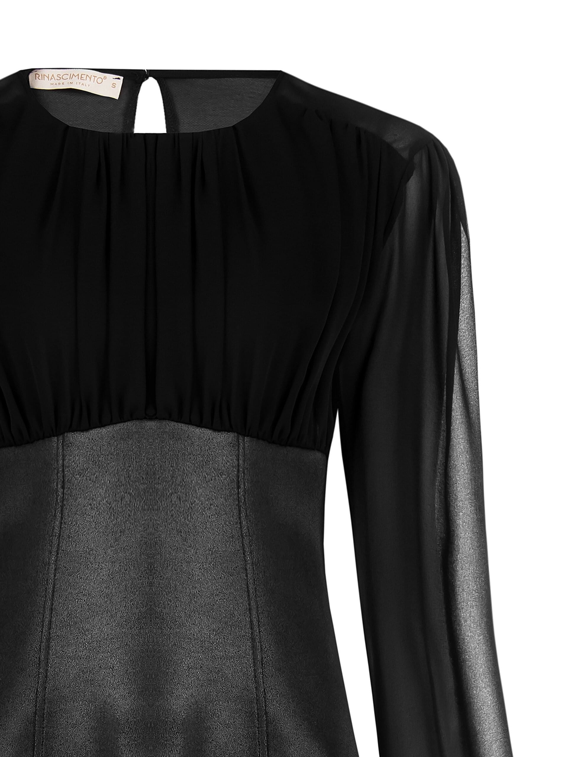 Blusa Bustier In Jersey Spalmato Effetto Pelle E Georgette Rinascimento