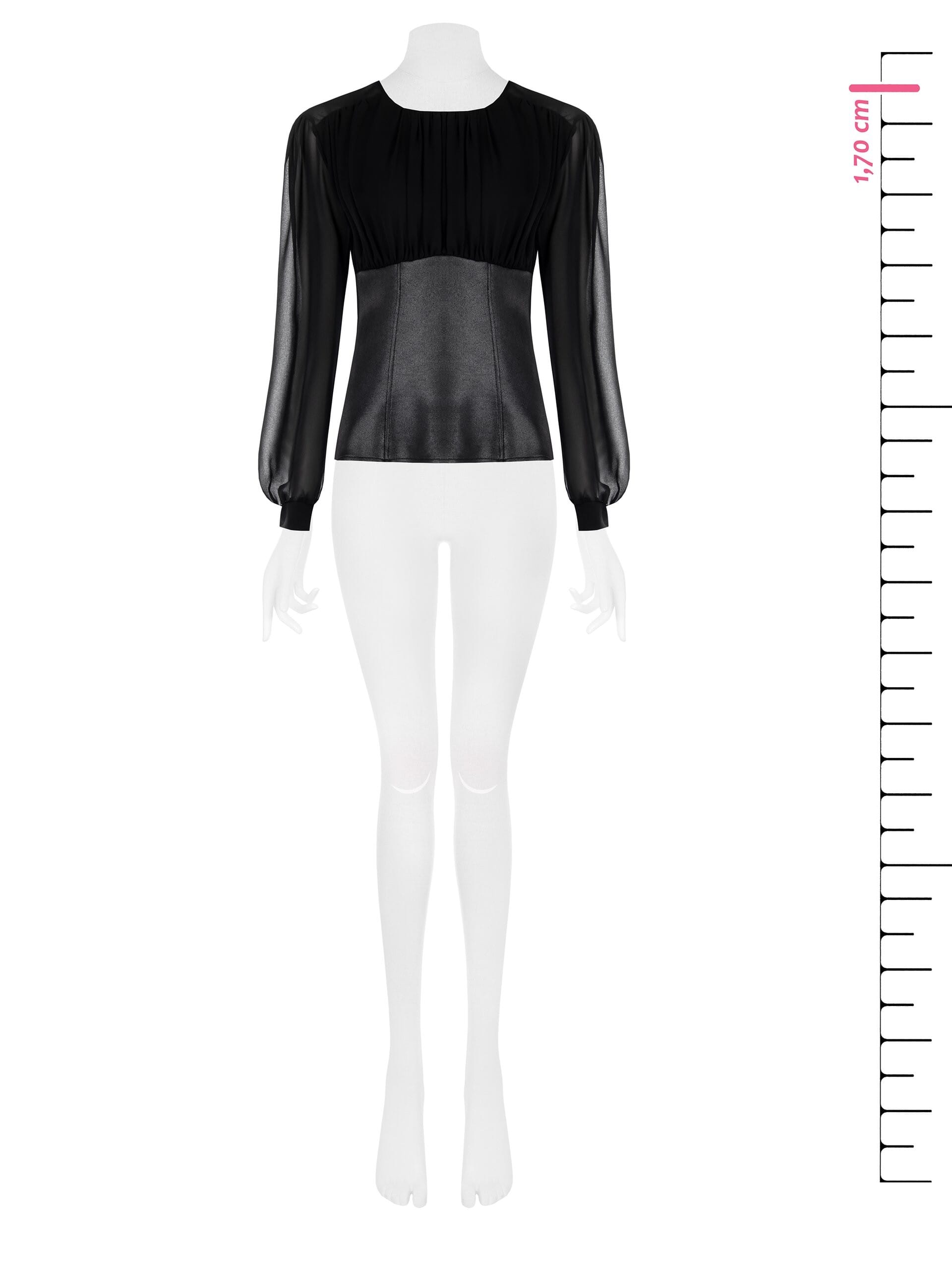 Blusa Bustier In Jersey Spalmato Effetto Pelle E Georgette Rinascimento