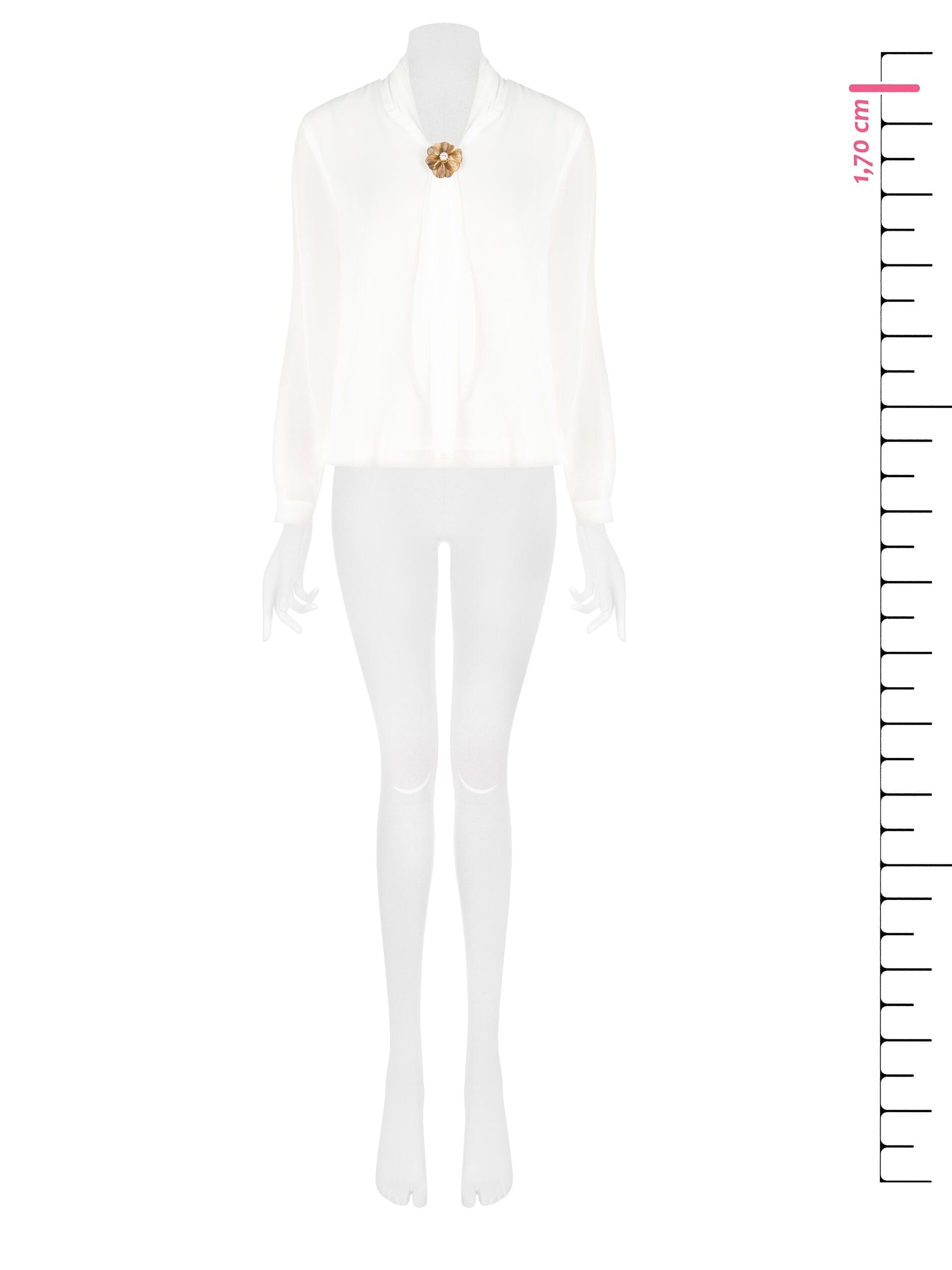 Blusa Fluida In Georgette Con Spilla Fiore E Foulard Integrato Rinascimento