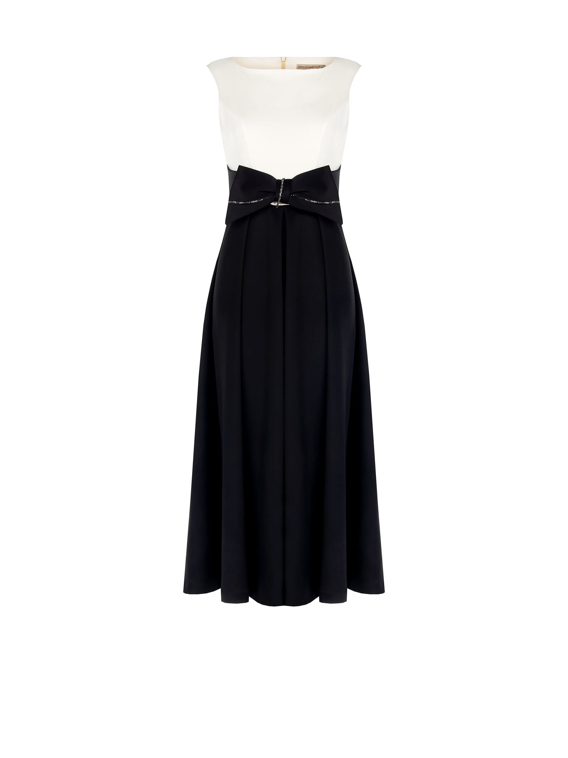 Robe longue en néoprène souple avec ornements en strass sur le nœud Rinascimento