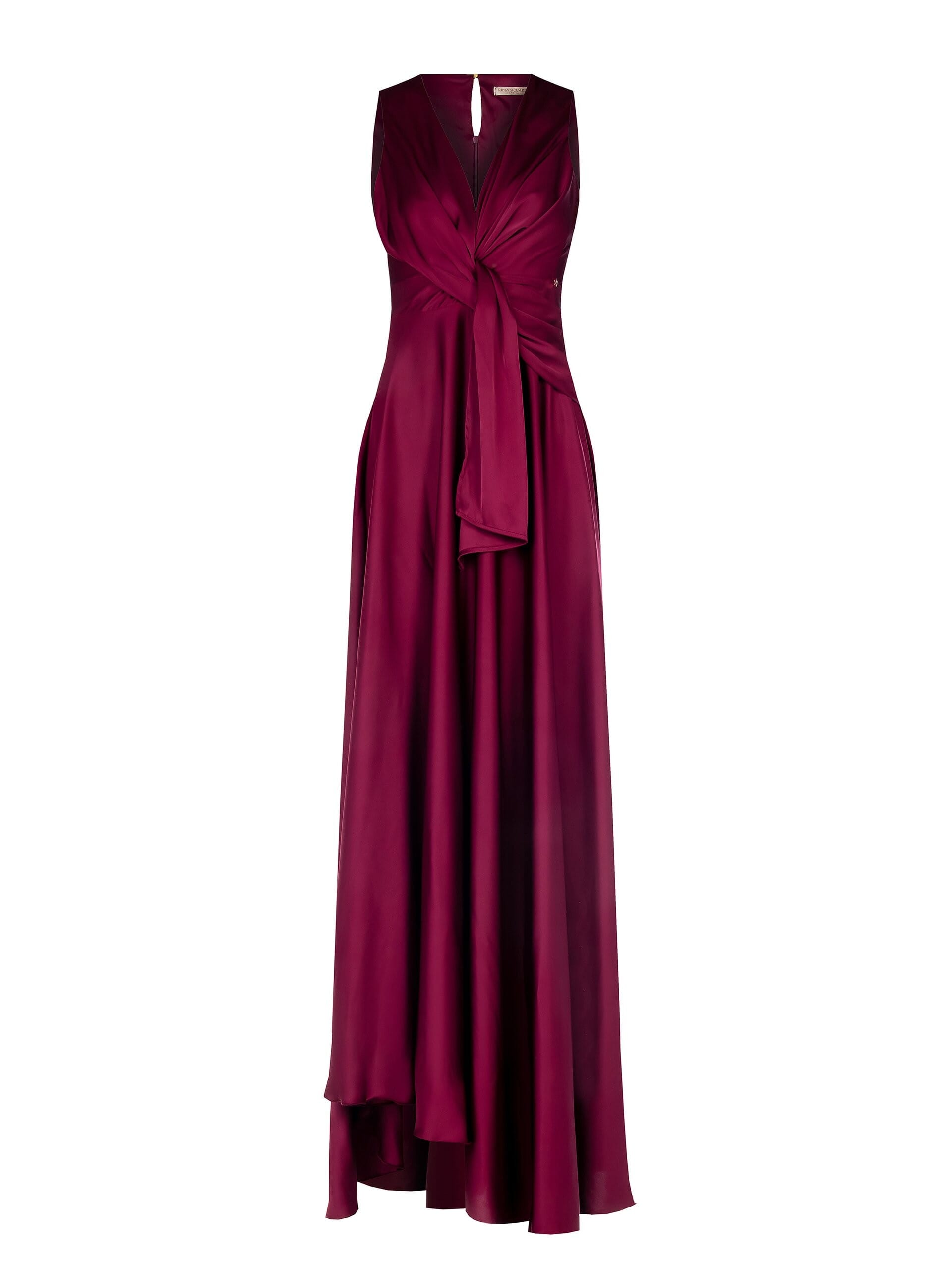 Robe extra longue en satin avec encolure en V et drapé sur les hanches Rinascimento