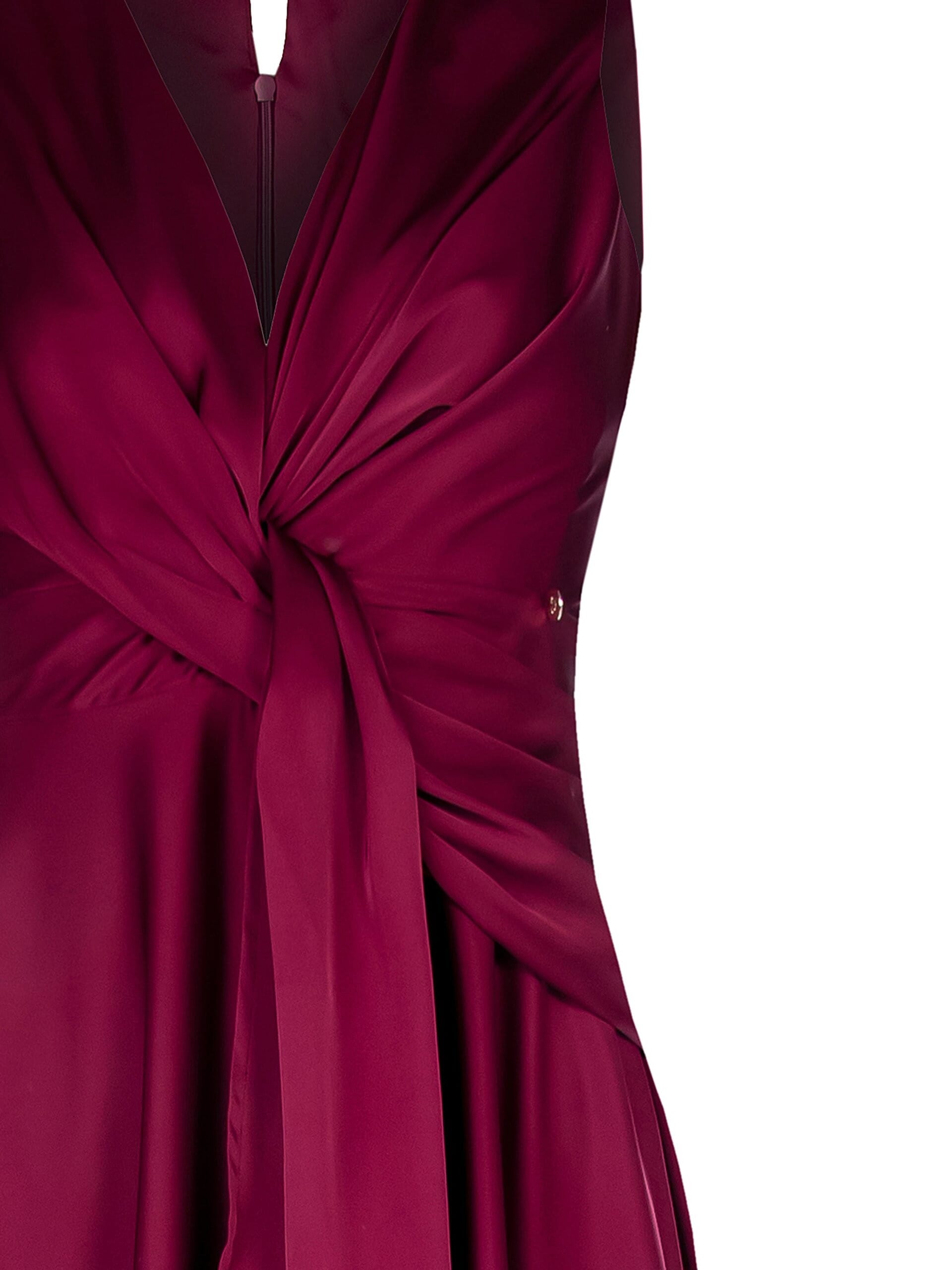 Robe extra longue en satin avec encolure en V et drapé sur les hanches Rinascimento