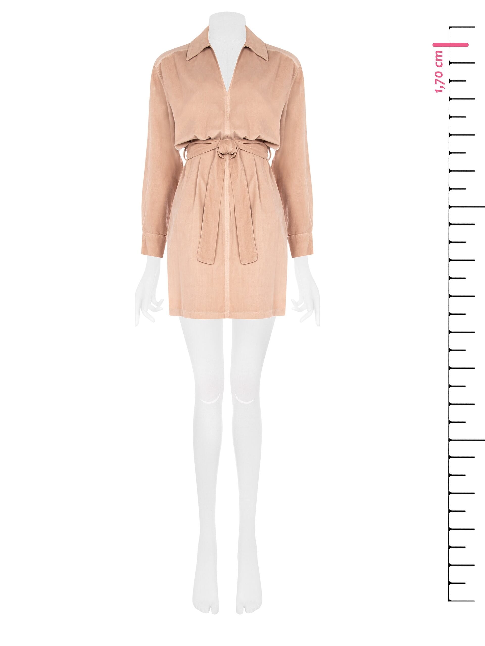 Robe courte en velours côtelé avec col en V et poches Rinascimento