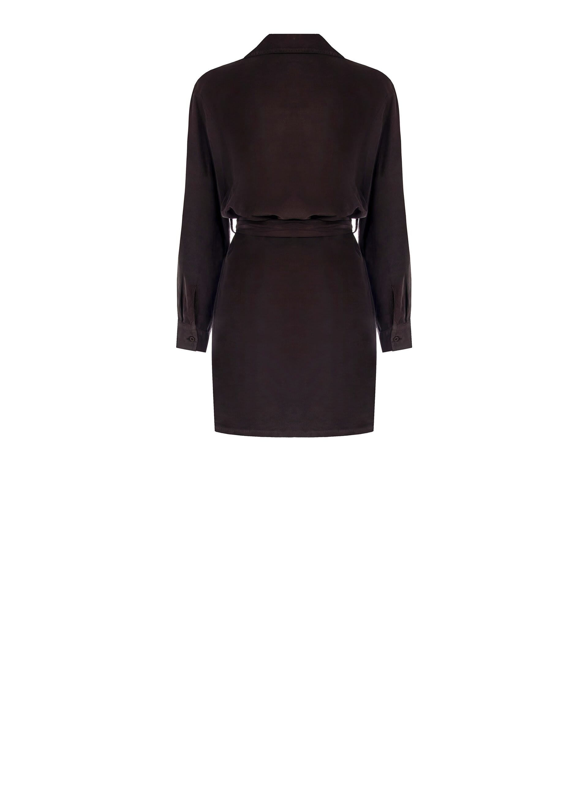 Robe courte en velours côtelé avec col en V et poches Rinascimento