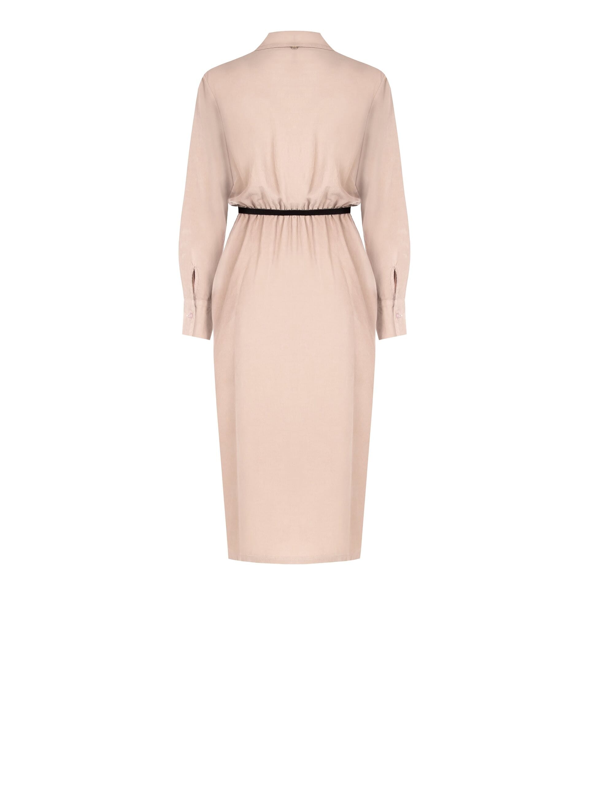 Abito Chemisier Midi In Velluto A Coste Sottili Con Spacco E Cintura In Similpelle Rinascimento