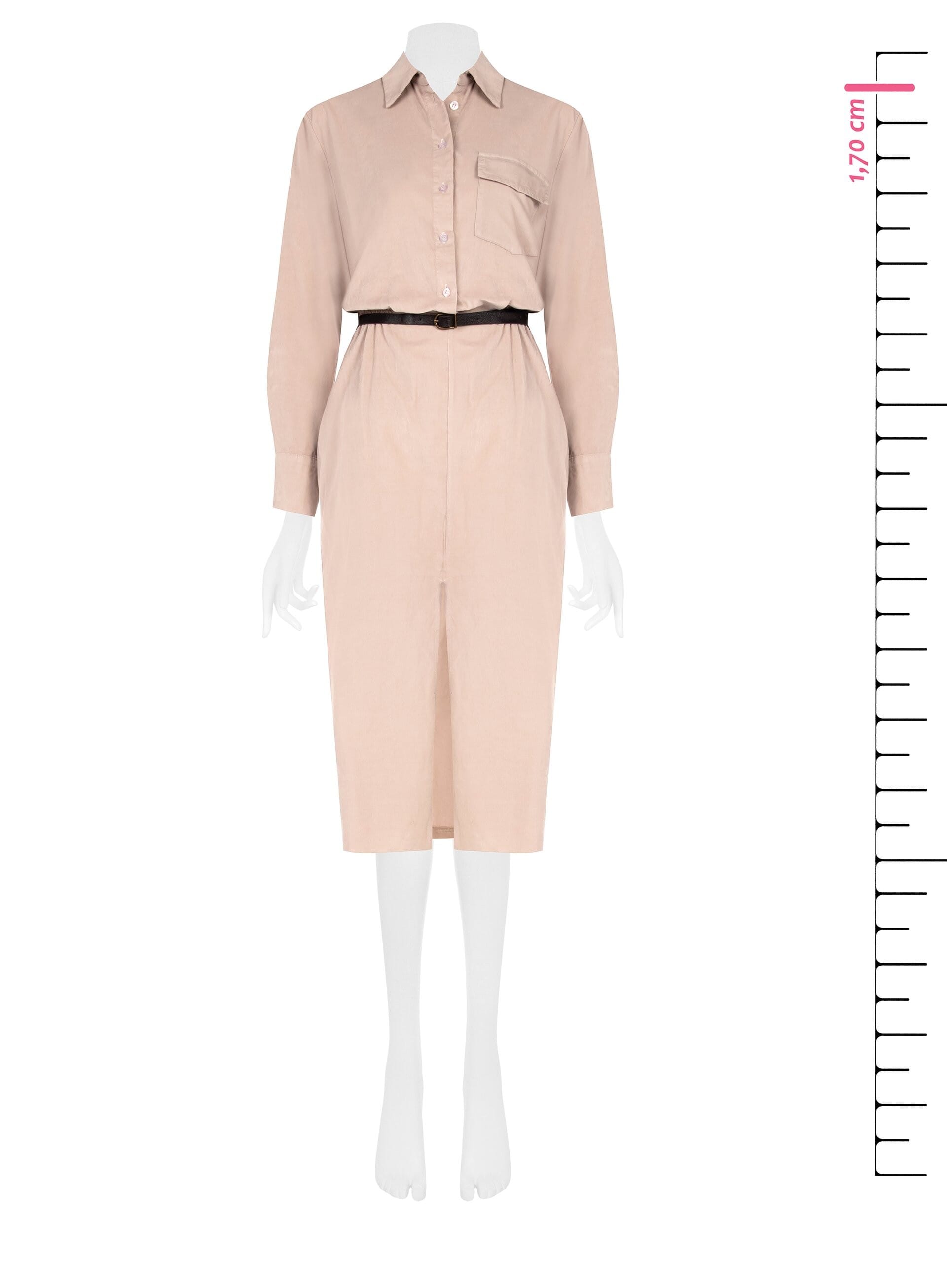 Abito Chemisier Midi In Velluto A Coste Sottili Con Spacco E Cintura In Similpelle Rinascimento