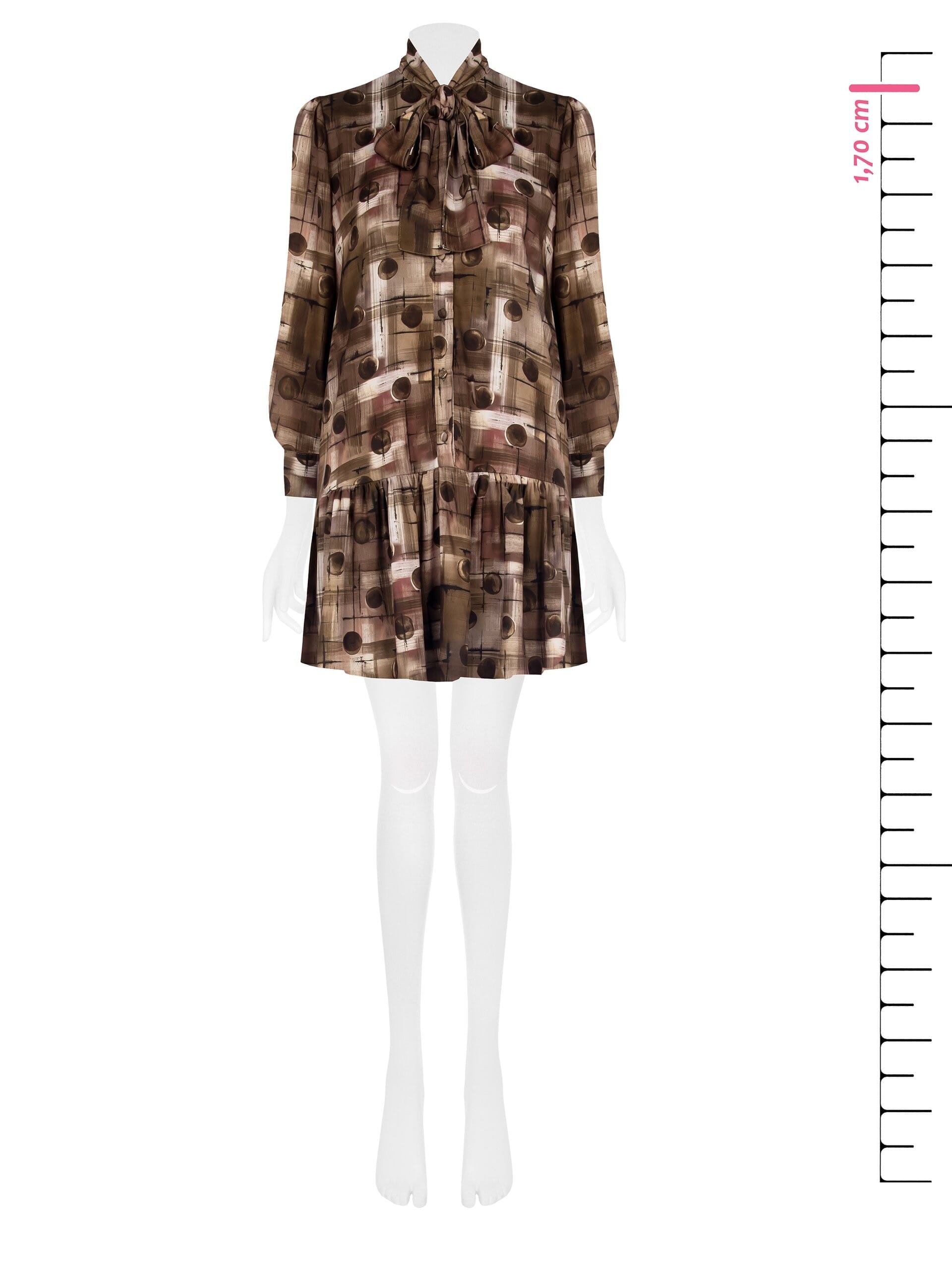 Abito Corto In Georgette A Bottoncini Con Fiocco Rinascimento