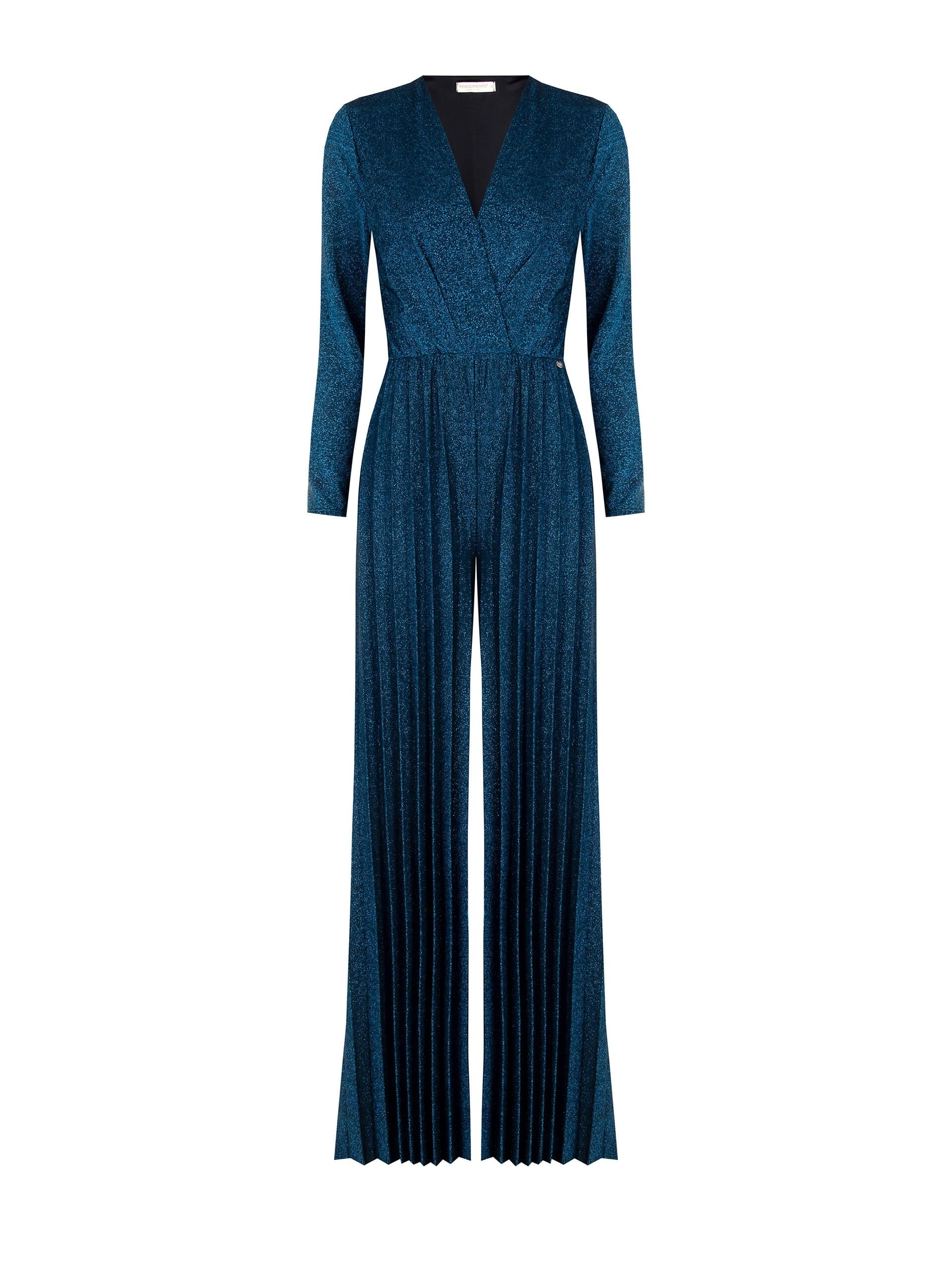 Combinaison palazzo plissée en lurex avec encolure croisée Rinascimento