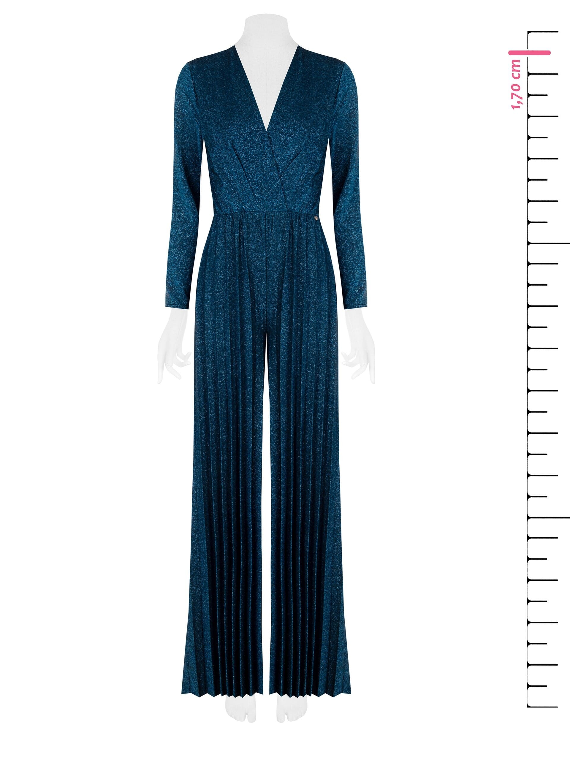 Combinaison palazzo plissée en lurex avec encolure croisée Rinascimento
