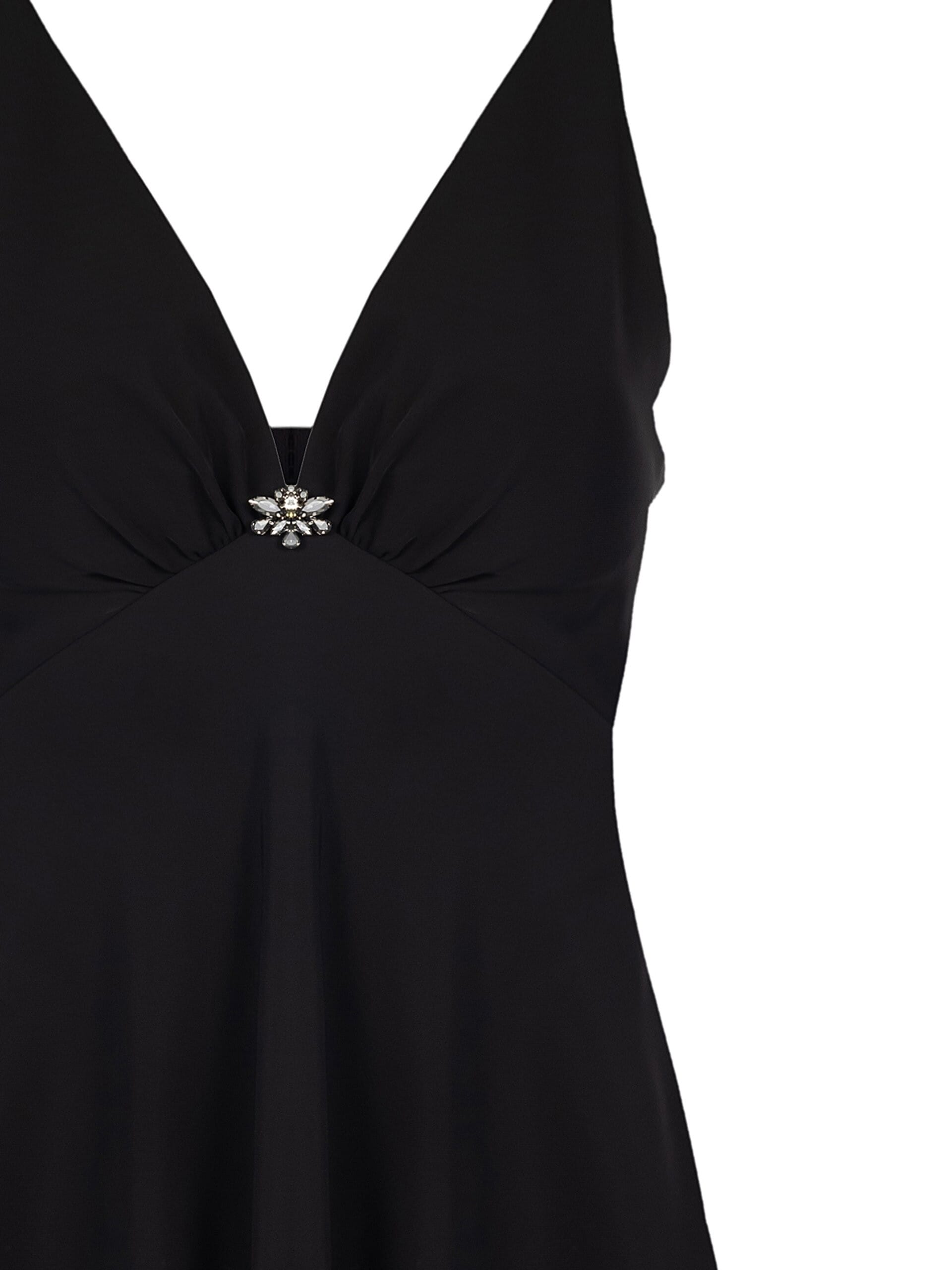 Top Sfiancato In Raso Scollato Con Coppe E Spilla Gioiello Rinascimento