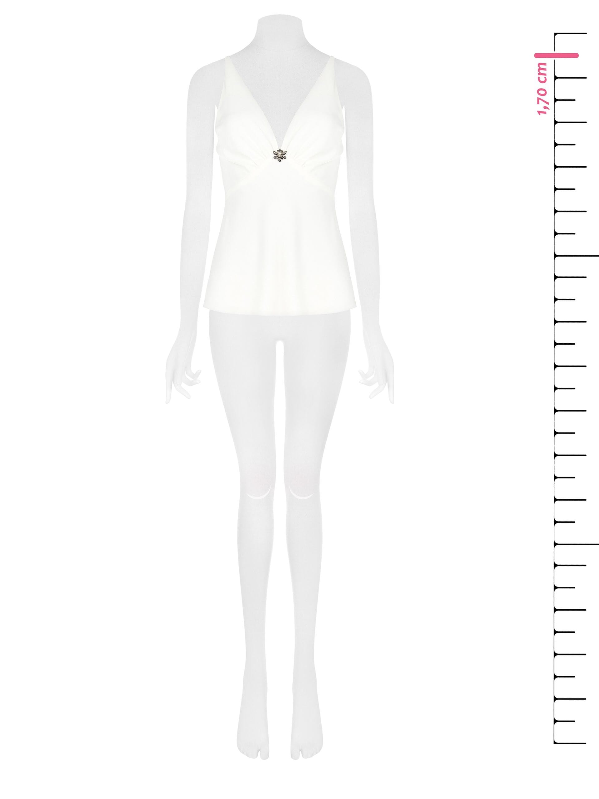 Top Sfiancato In Raso Scollato Con Coppe E Spilla Gioiello Rinascimento