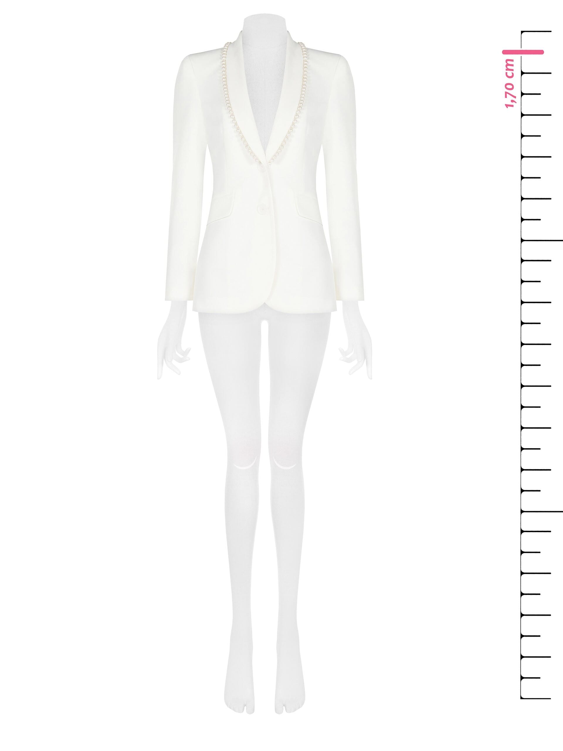 Giacca Blazer Sfiancata In Tessuto Tecnico Con Perle Su Revers Rinascimento