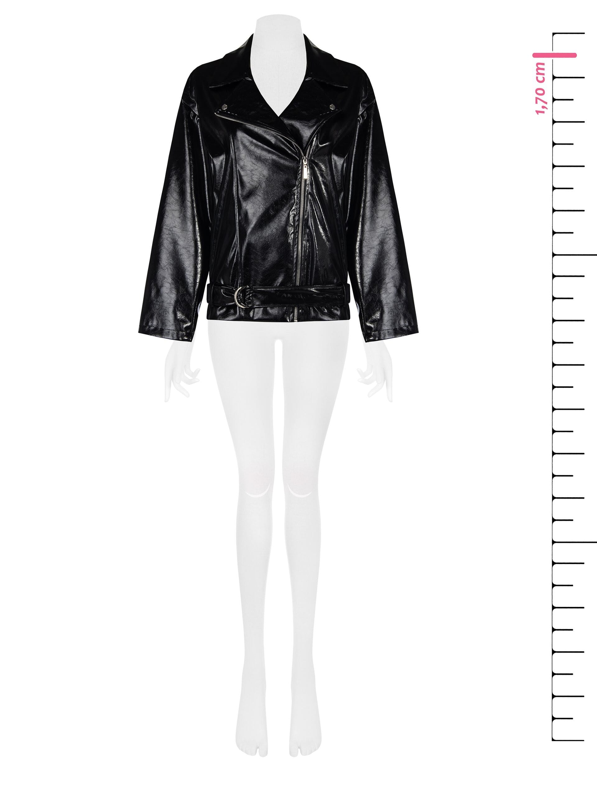 Giubbotto Over Di Pelle Sintetica In Vernice Con Cintura Coordinata Rinascimento